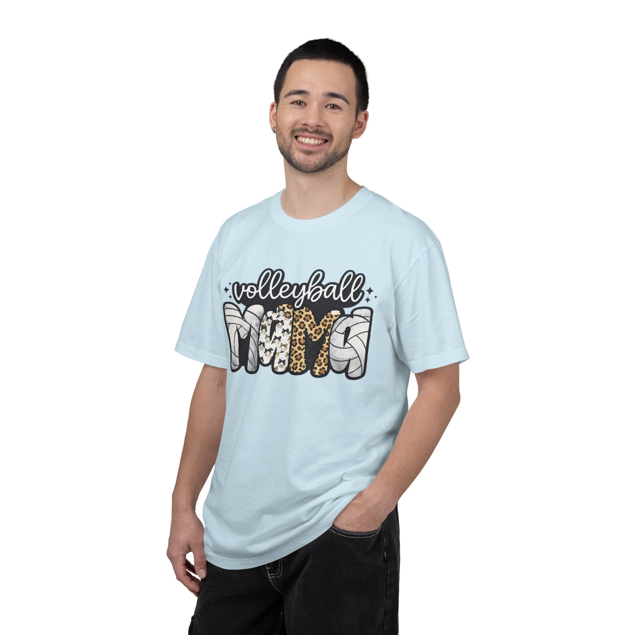 Volleyball Mom T-Shirt — Leopard & Ball Graphic Tee for Coaches & Fans