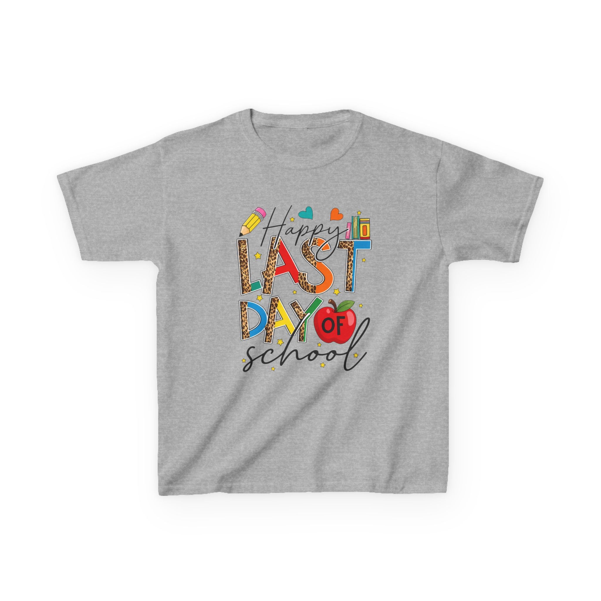 Last Day of School Kids T-Shirt – Happy Last Day of School Tee with Colorful School Icons