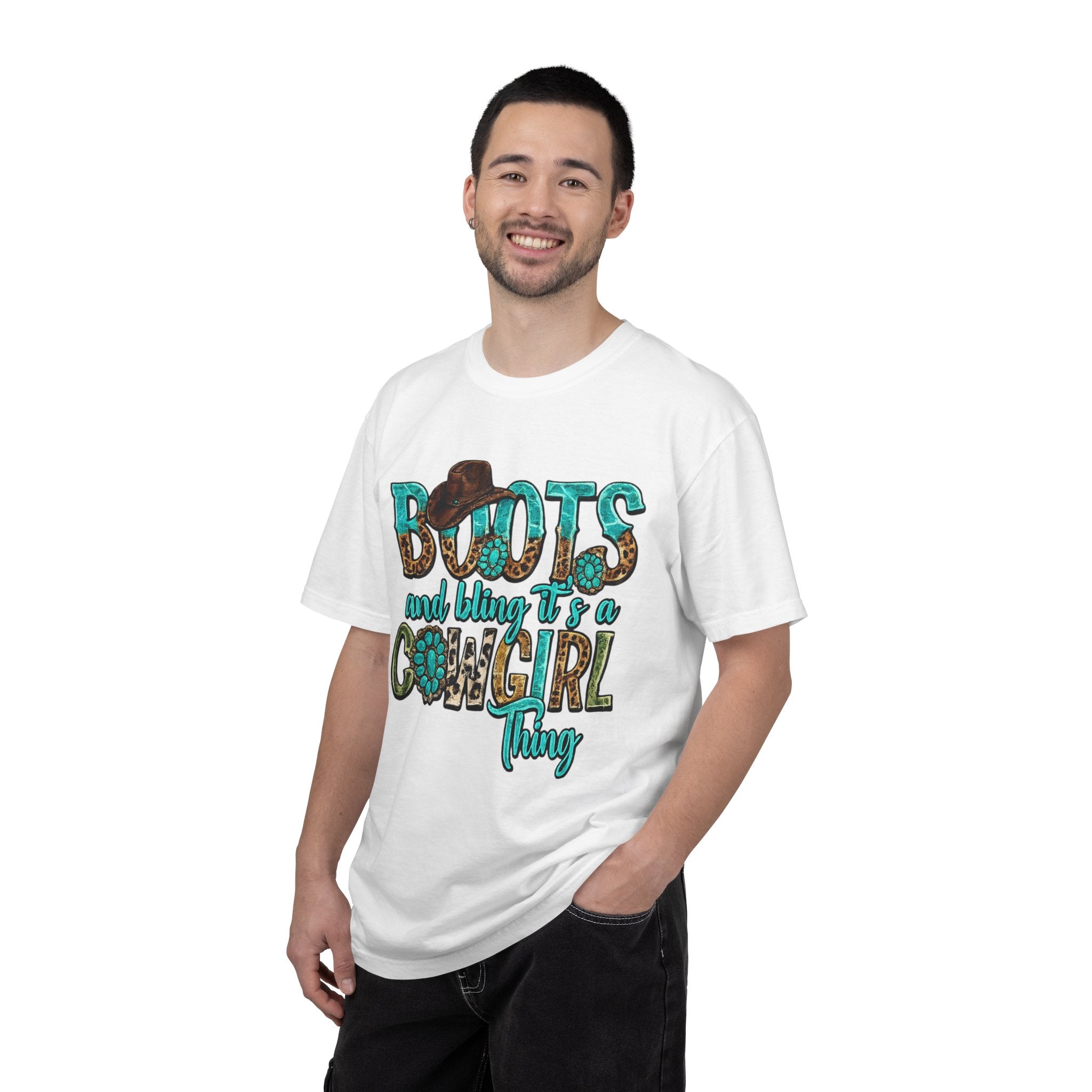 Cowgirl Boots Graphic T-Shirt — "Boots and Bling It's a Cowgirl Thing"