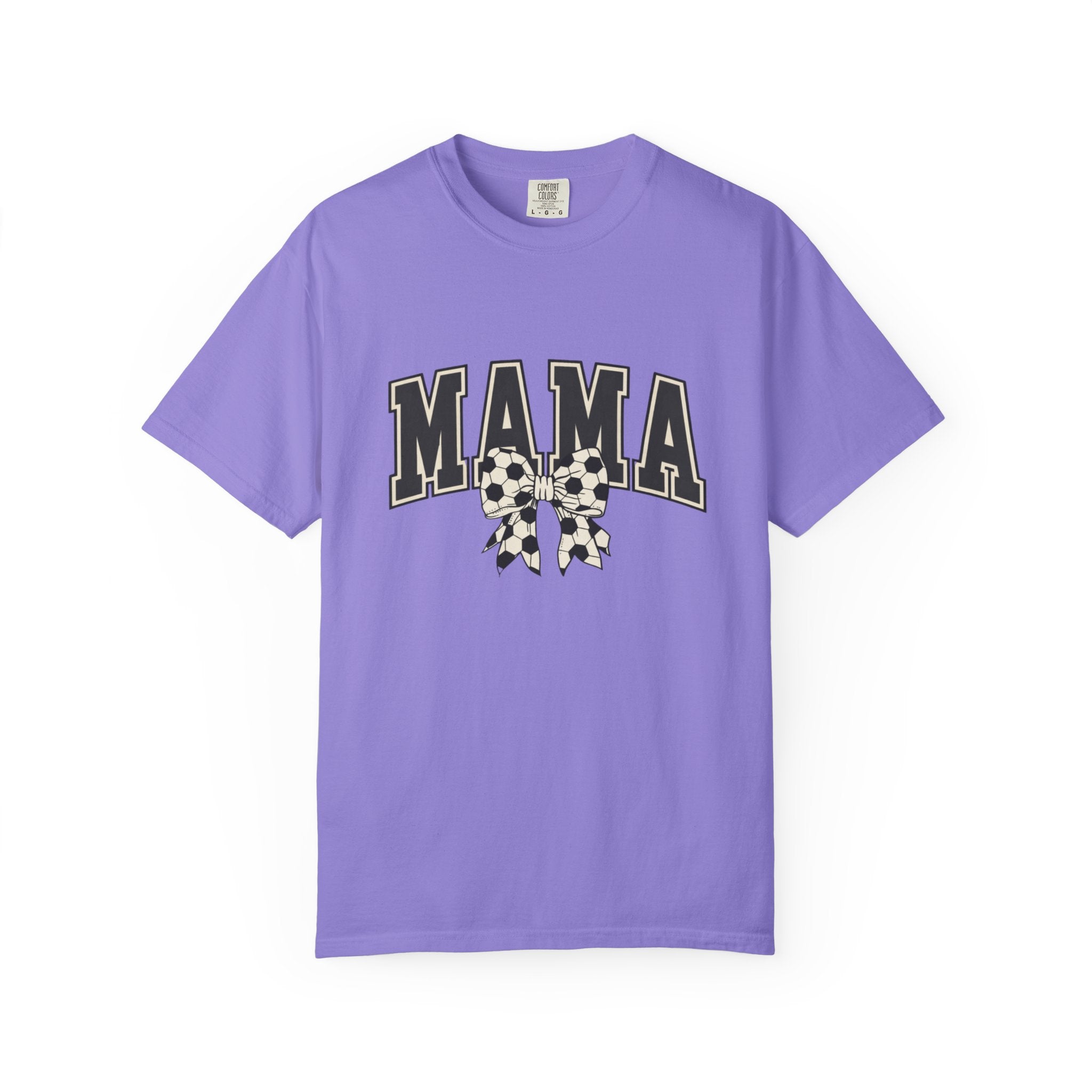 Mama Graphic T-Shirt — Retro Collegiate Letters with Polka Dot Bow