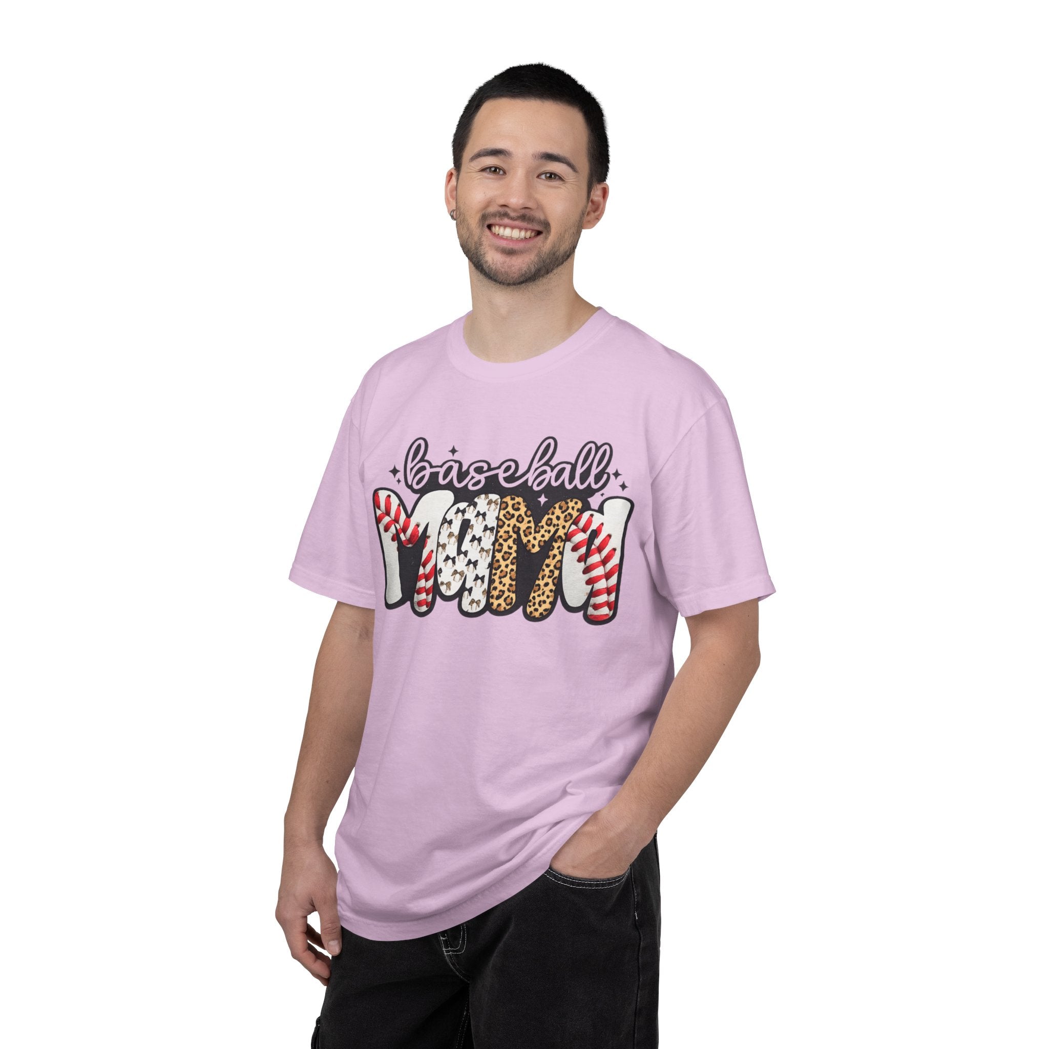 Baseball Mom T-Shirt — Leopard & Stitch Pattern Sports Tee