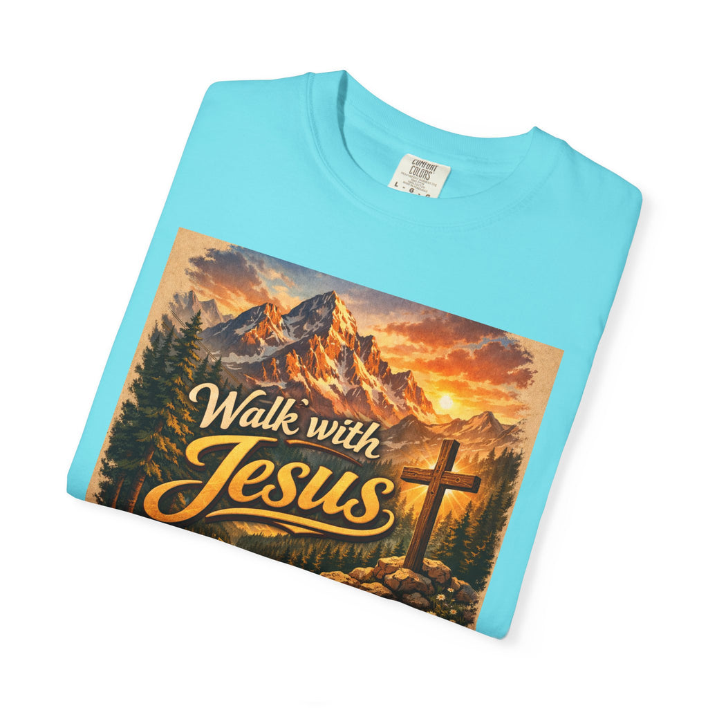 Walk with Jesus T-Shirt — Christian Faith Mountain Cross Tee