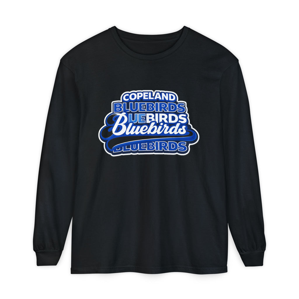Bluebirds Crew Long Sleeve T‑Shirt — Retro Layered School Spirit Design