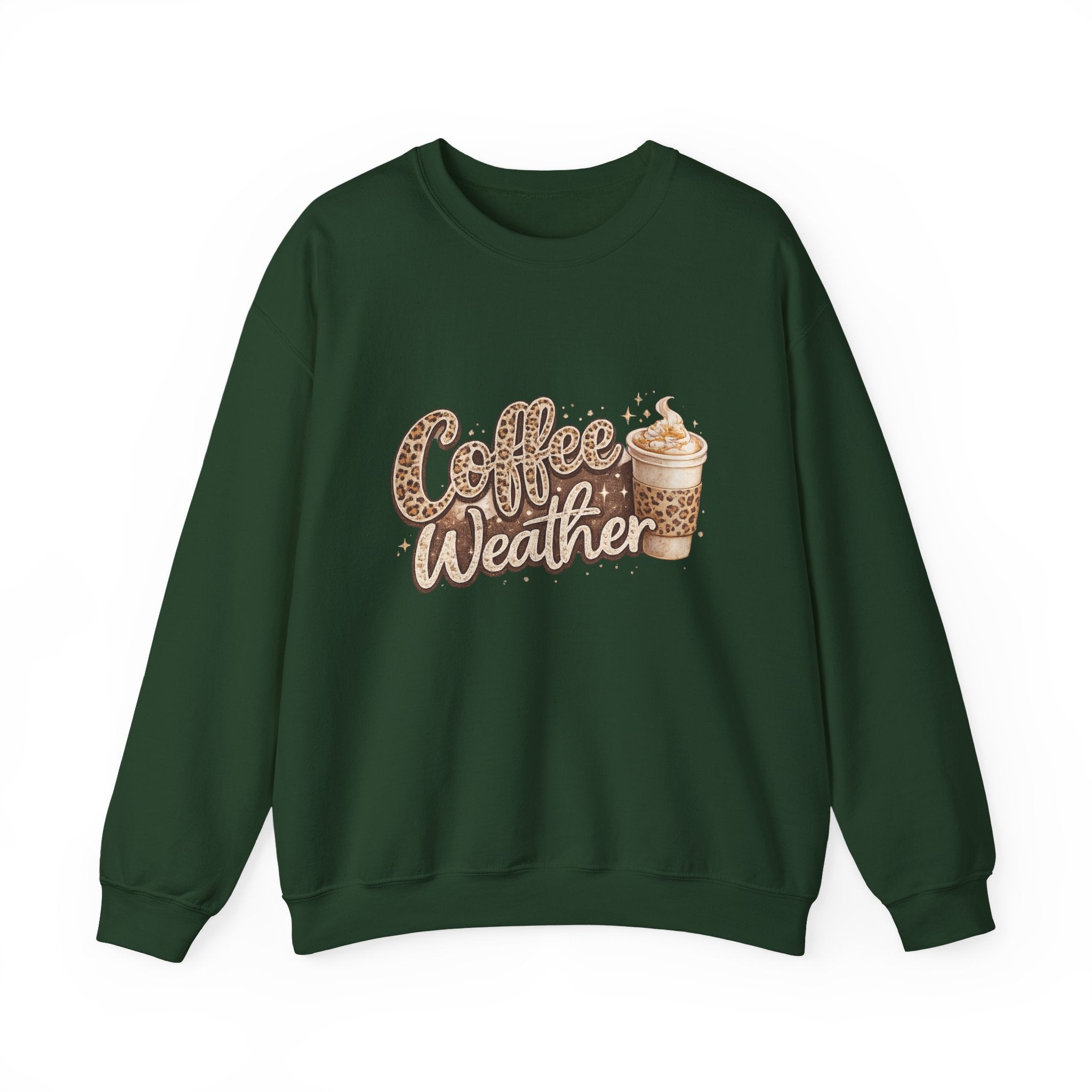Coffee Weather Sweatshirt – Cozy Leopard Print Coffee Cup Crewneck