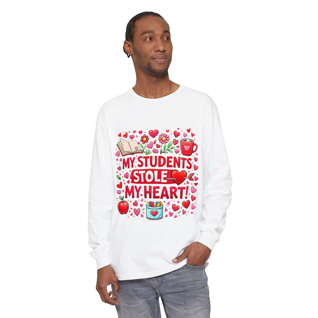 Teacher Long Sleeve Tee — “My Students Stole My Heart” Valentine’s Day Gift
