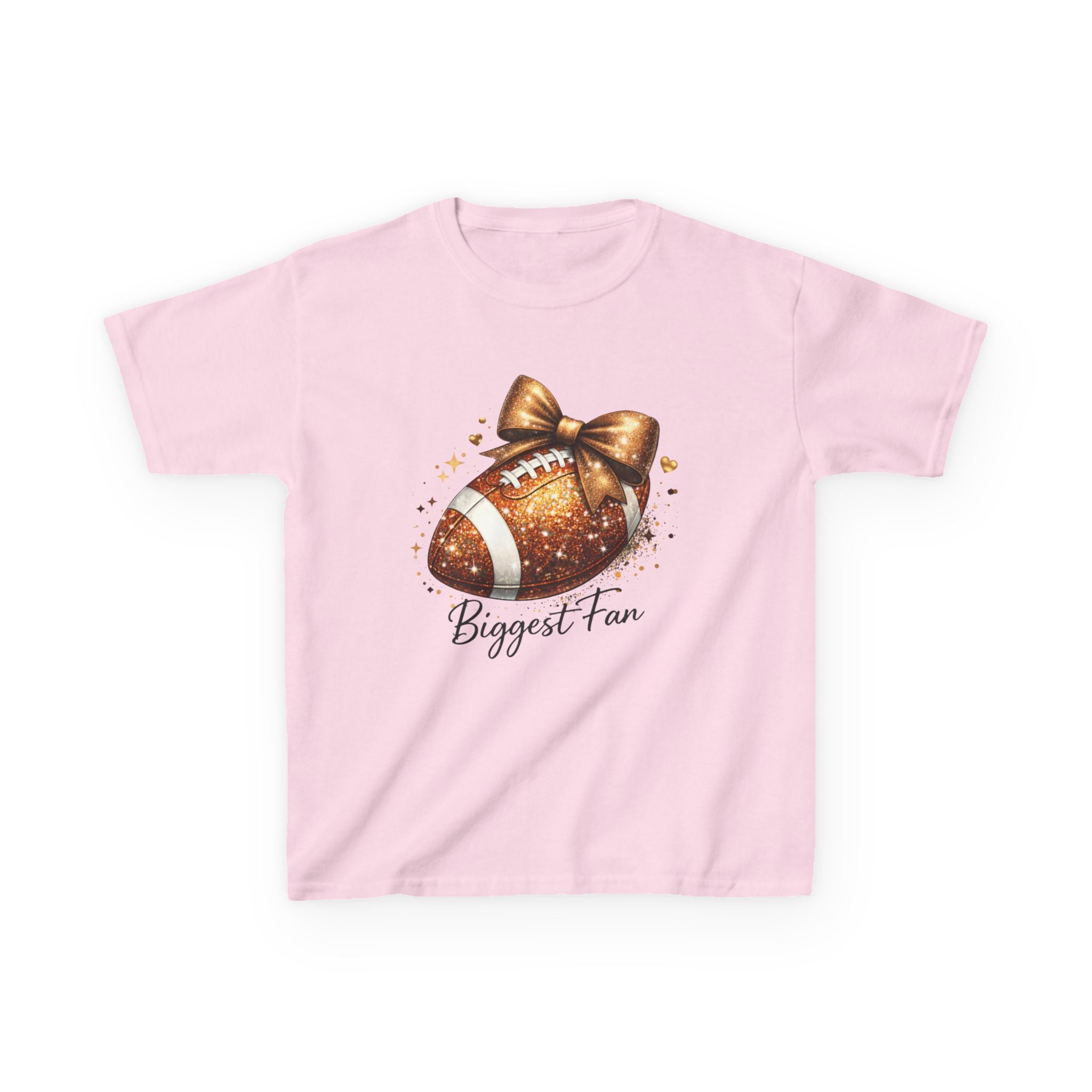 Kids Tee — 'Biggest Fan' Glitter Football Design