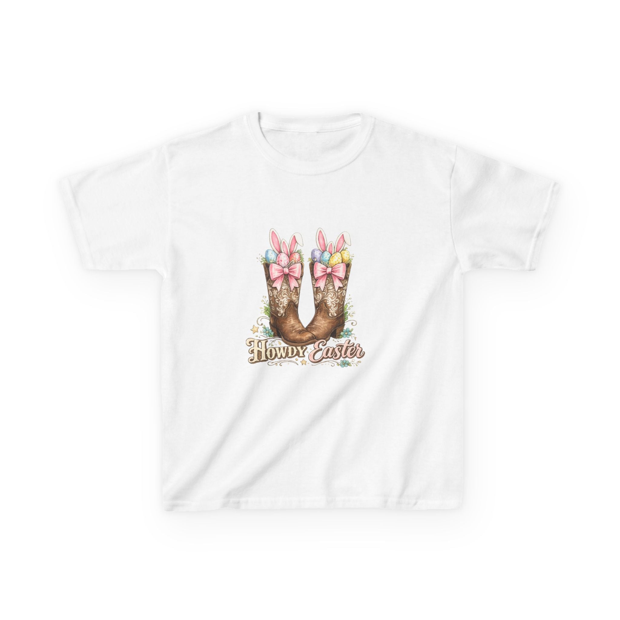 Kids Tee — Howdy Easter Horseshoe with Pastel Bows