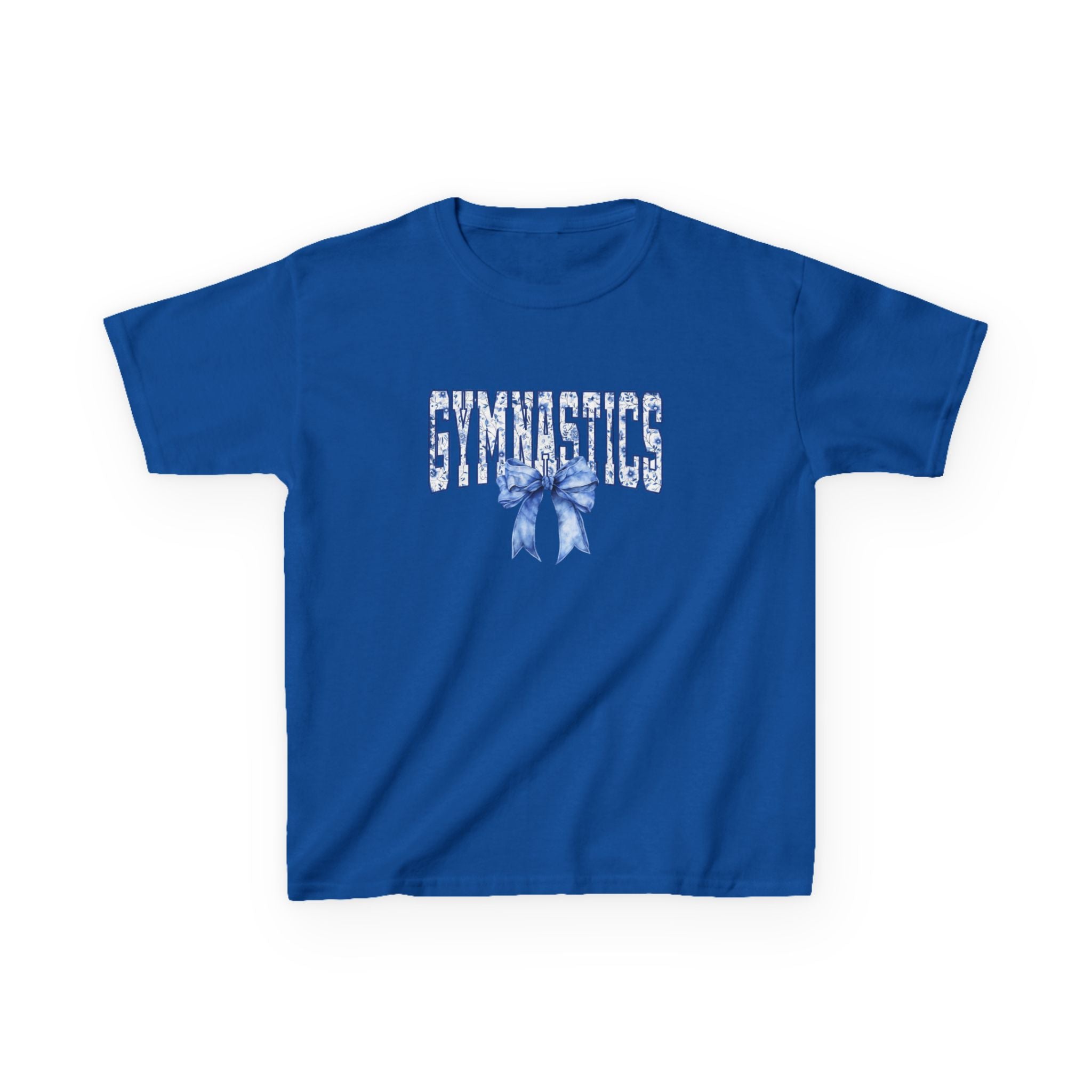Gymnastics Kids Tee — Blue Bow Athletic Shirt for Girls