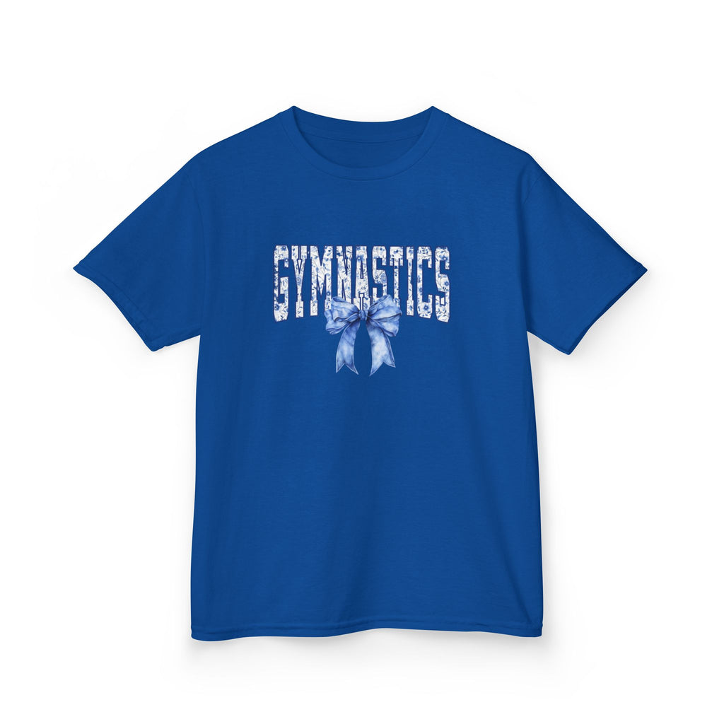 Gymnastics Kids Tee — Blue Bow Athletic Shirt for Girls