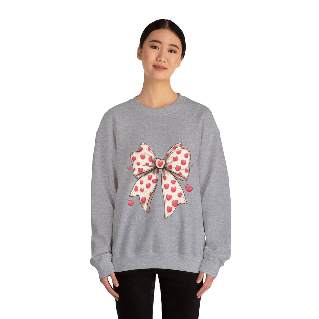 Heart Bow Crewneck Sweatshirt – Cute Valentine’s Day Pullover