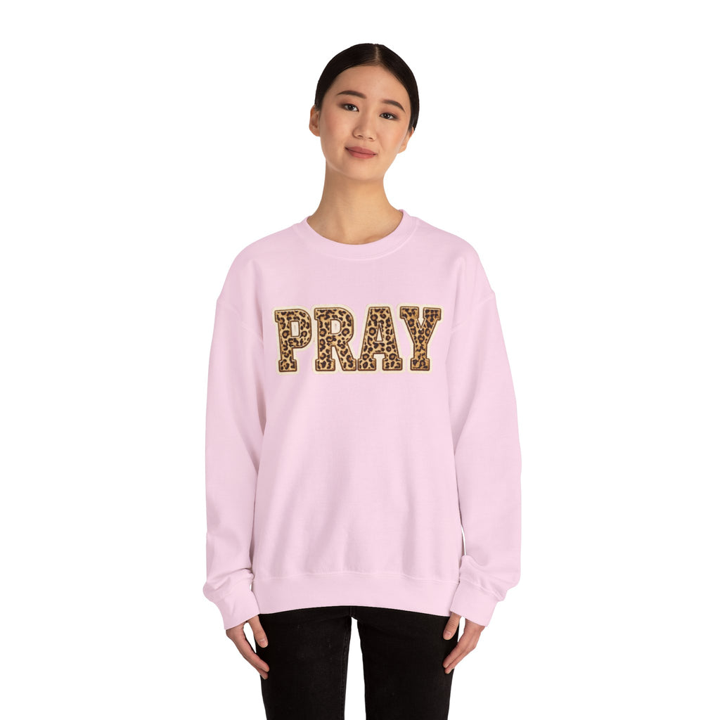 Pray Leopard Print Crewneck Sweatshirt