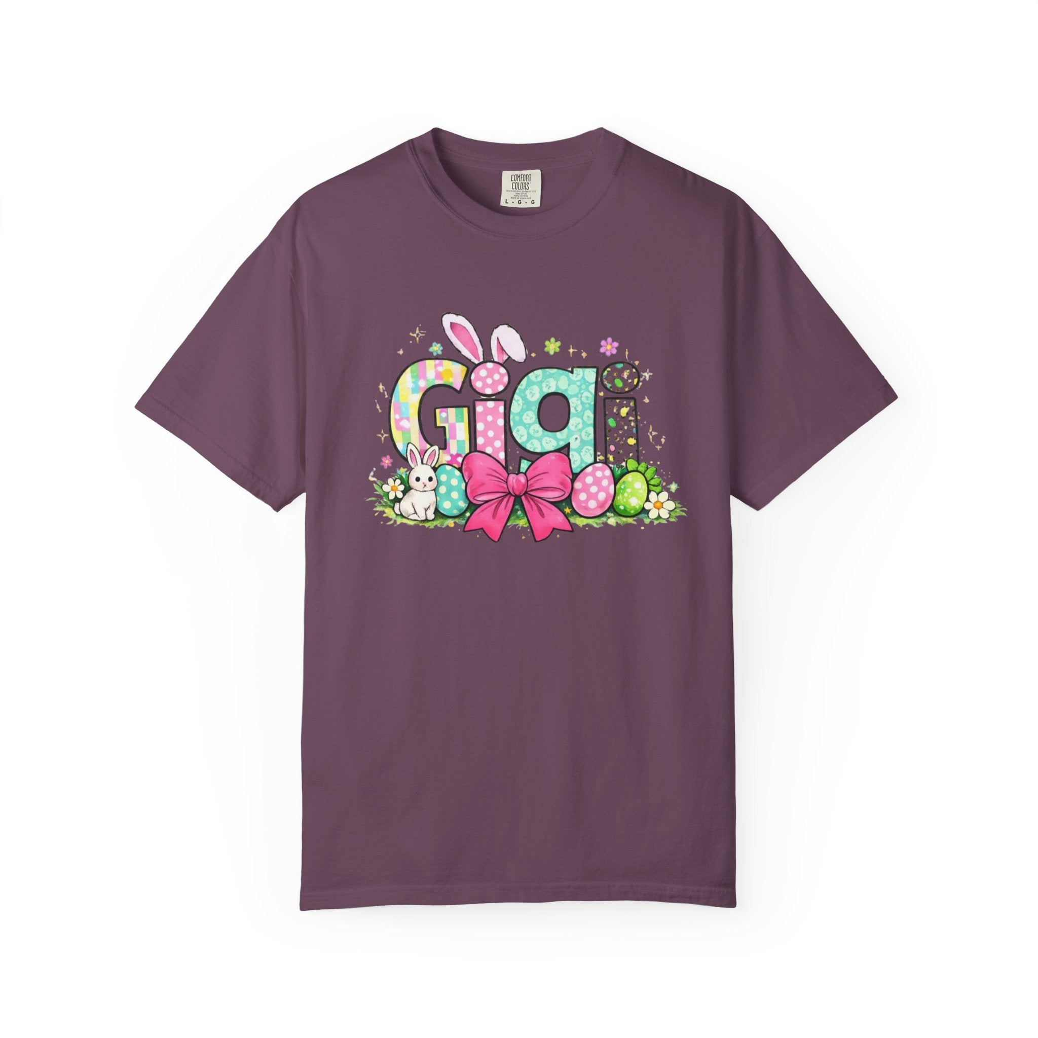 Easter Gigi T-Shirt — Pastel Bunny & Eggs Graphic Tee