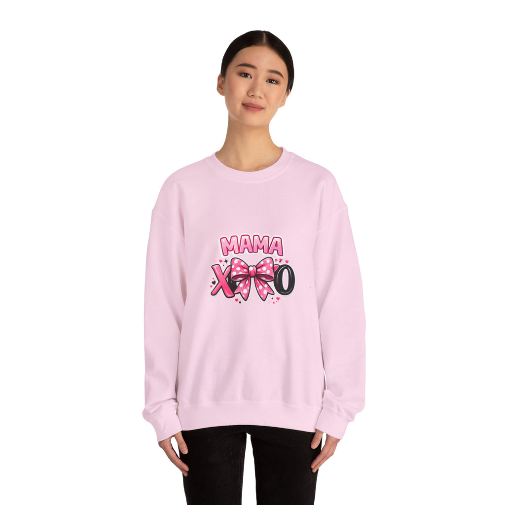 Mama XOXO Crewneck Sweatshirt – Cute Pink Bow Mother's Day Sweatshirt