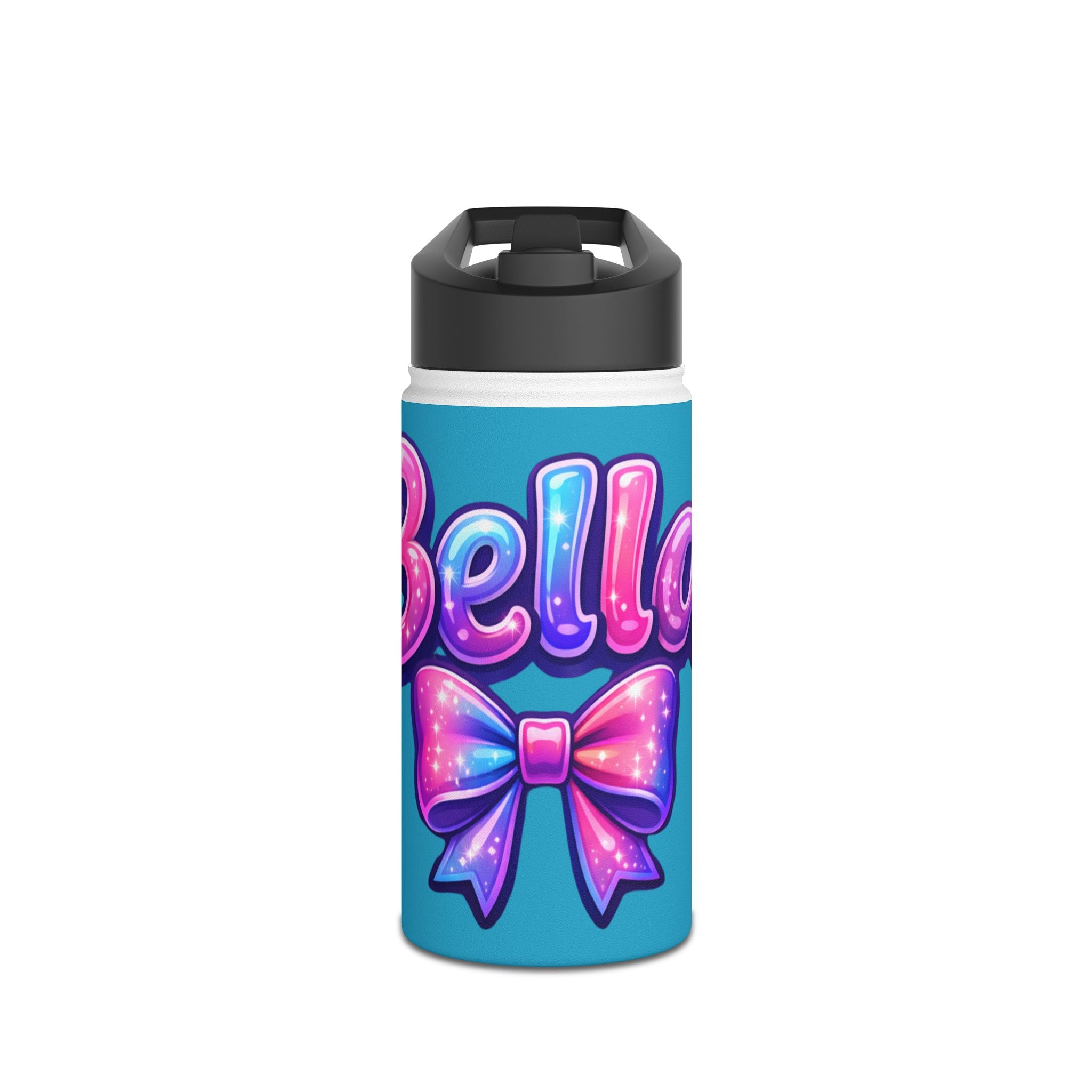 Personalized 'Bella' Stainless Steel Water Bottle — Cute Pink Bow Design