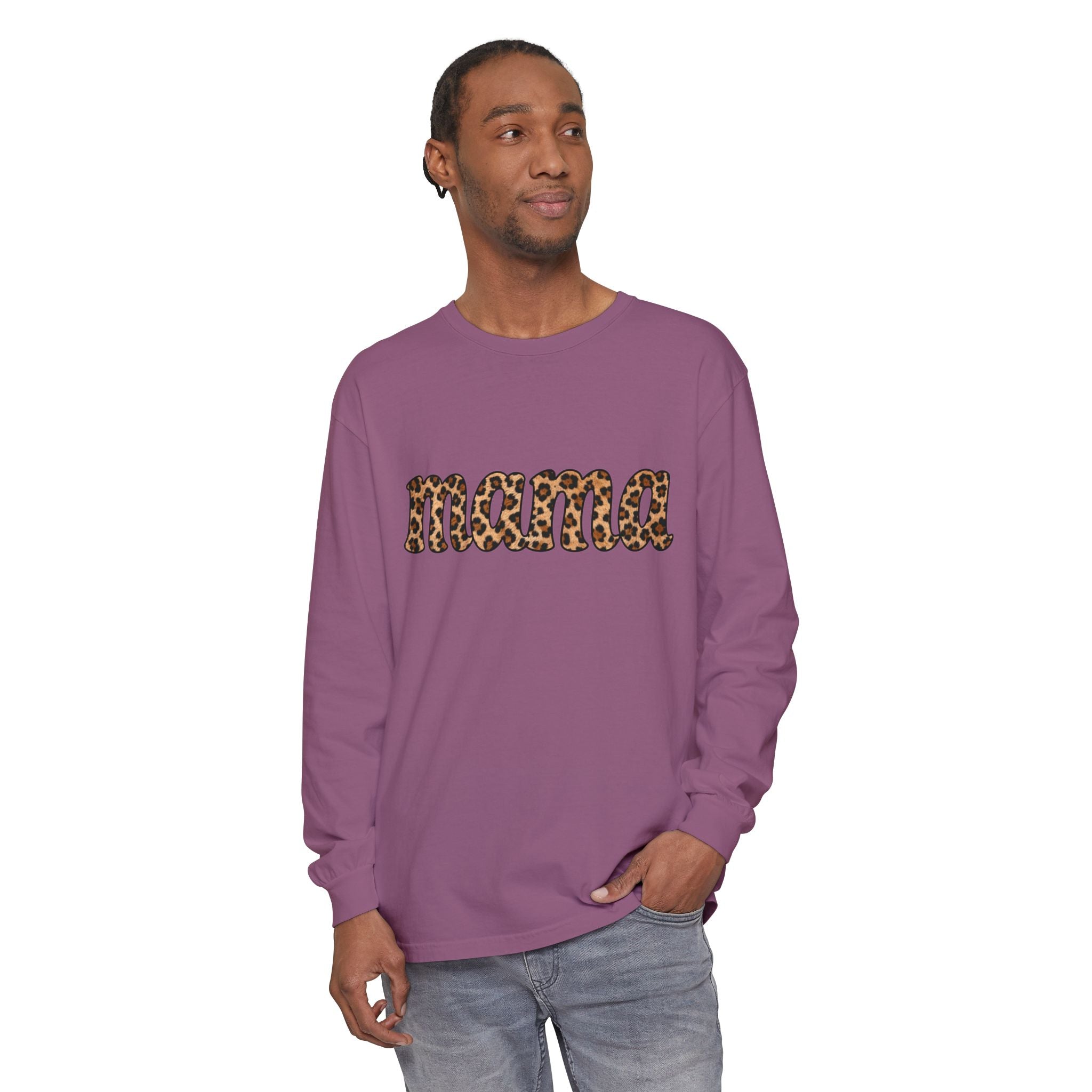Mama Leopard Print Long Sleeve Tee