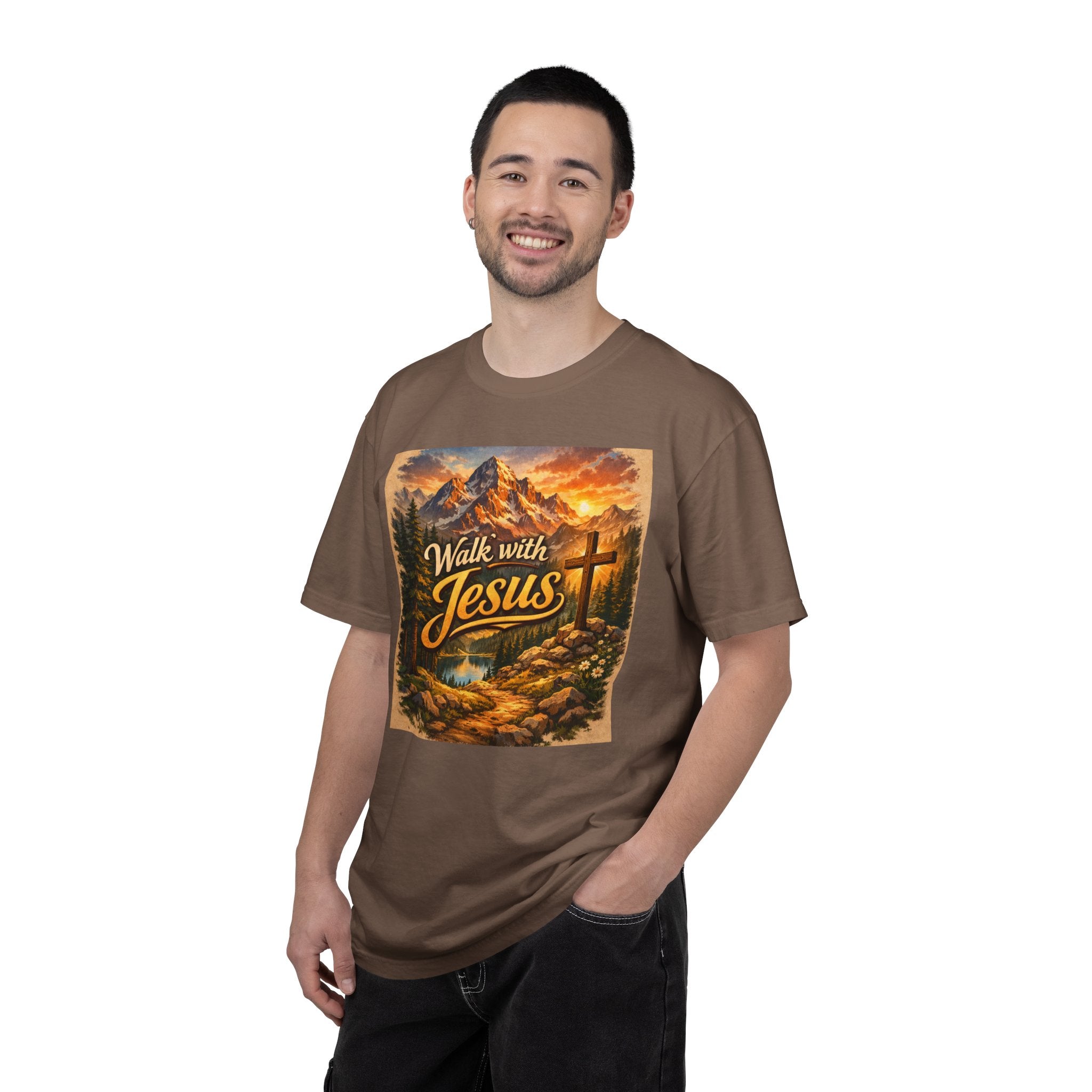 Walk with Jesus T-Shirt — Christian Faith Mountain Cross Tee