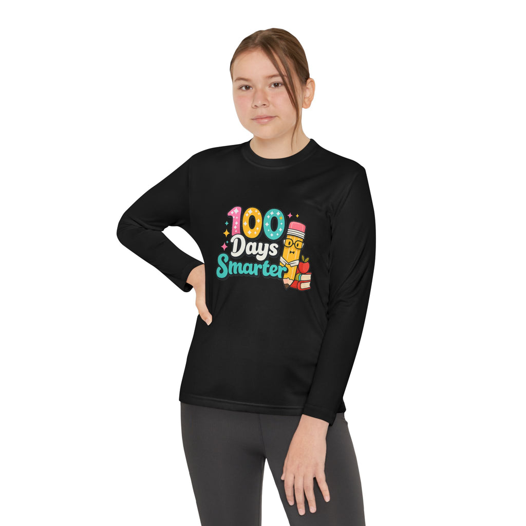 Youth Long Sleeve Tee - "100 Days Smarter" School Celebration Shirt