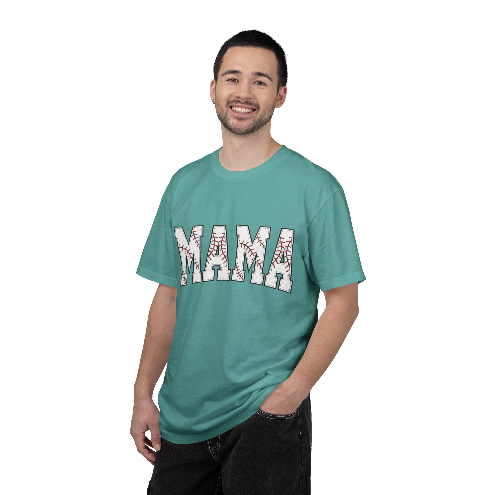 Mama Baseball Tee — 'MAMA' Stitched Baseball Mom T‑Shirt