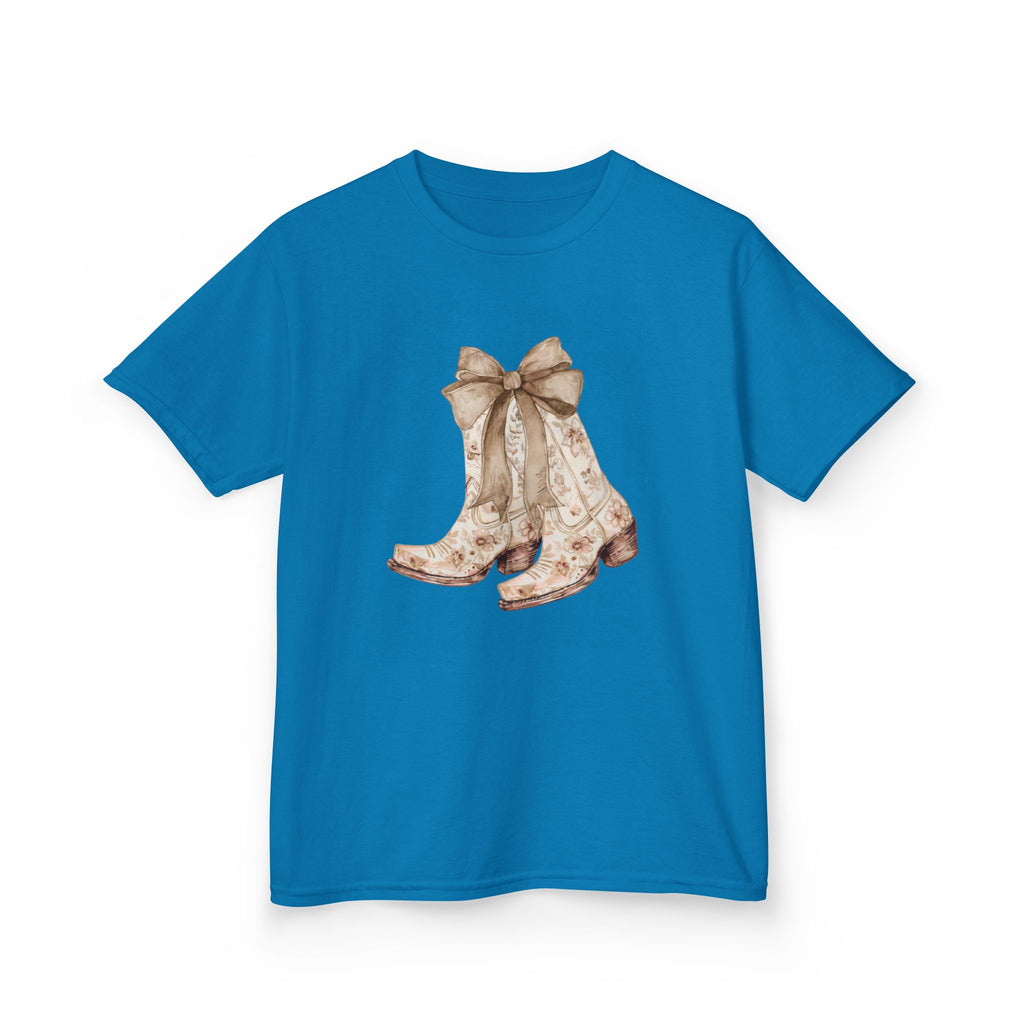 Kids Tee — Vintage Floral Cowboy Boots with Ribbon