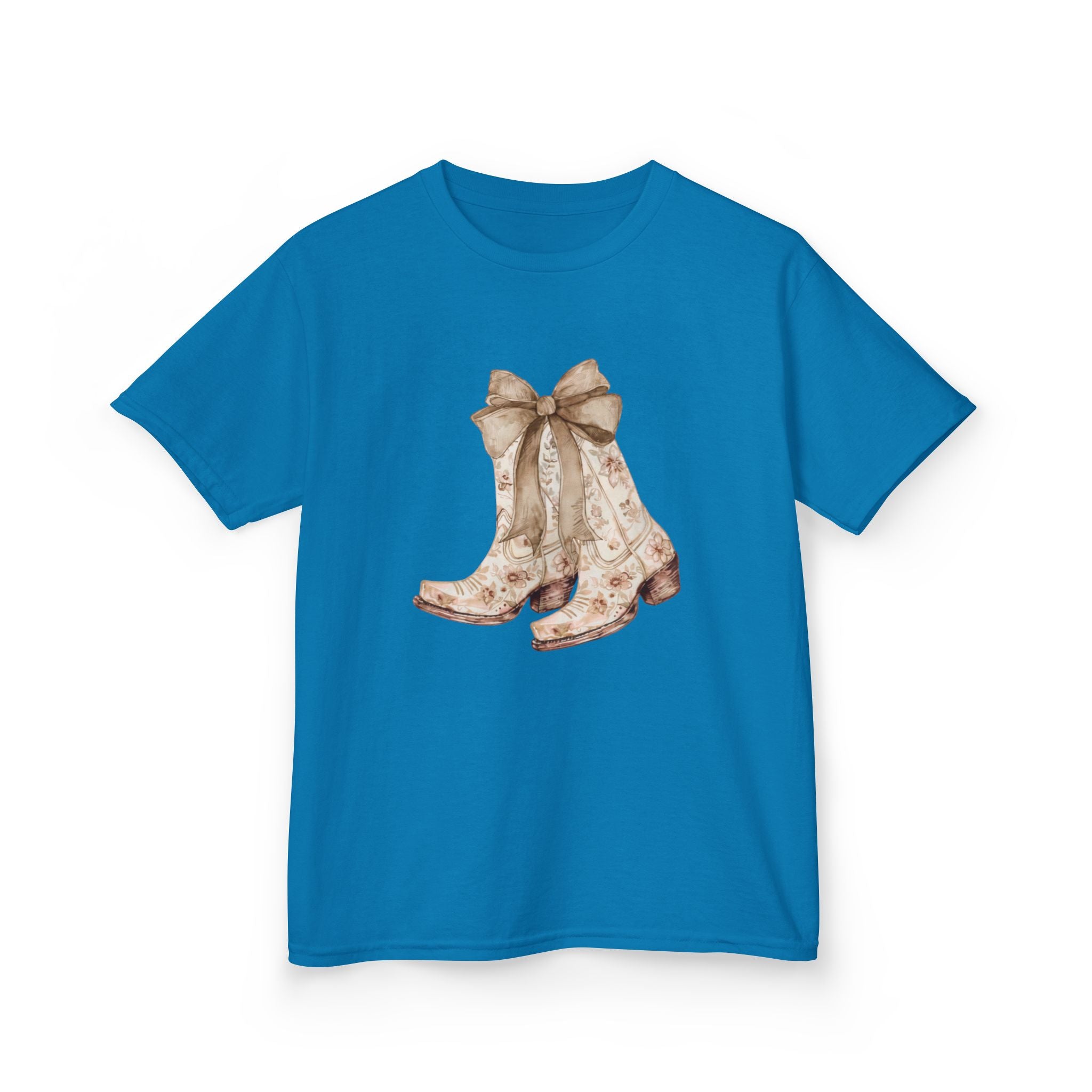Kids Tee — Vintage Floral Cowboy Boots with Ribbon