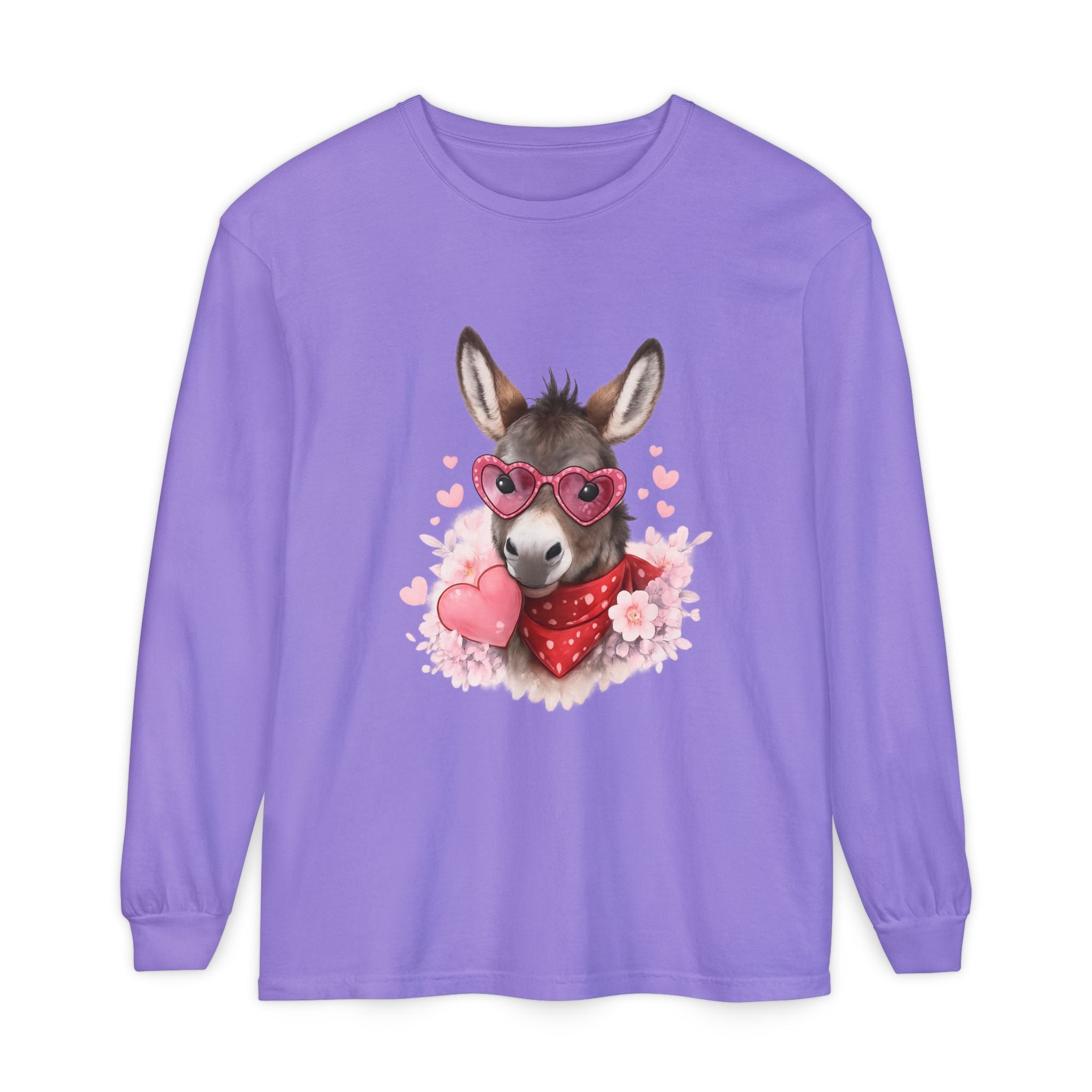 Donkey with Heart Sunglasses Long Sleeve Tee
