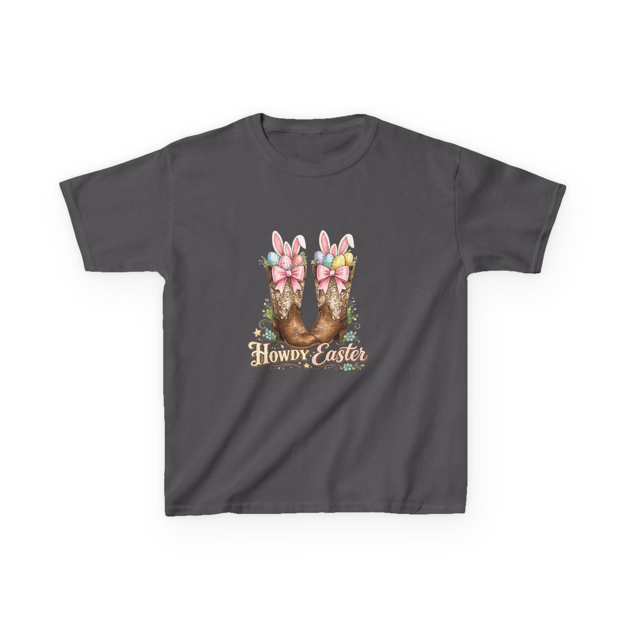 Kids Tee — Howdy Easter Horseshoe with Pastel Bows