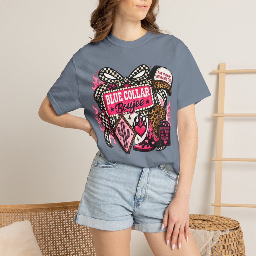 Blue Collar Boujee T-Shirt – Retro Western Cowgirl Graphic Tee