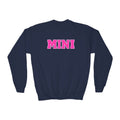 MINI Youth Crewneck Sweatshirt — Pink Chunky Lettering Kids Pullover