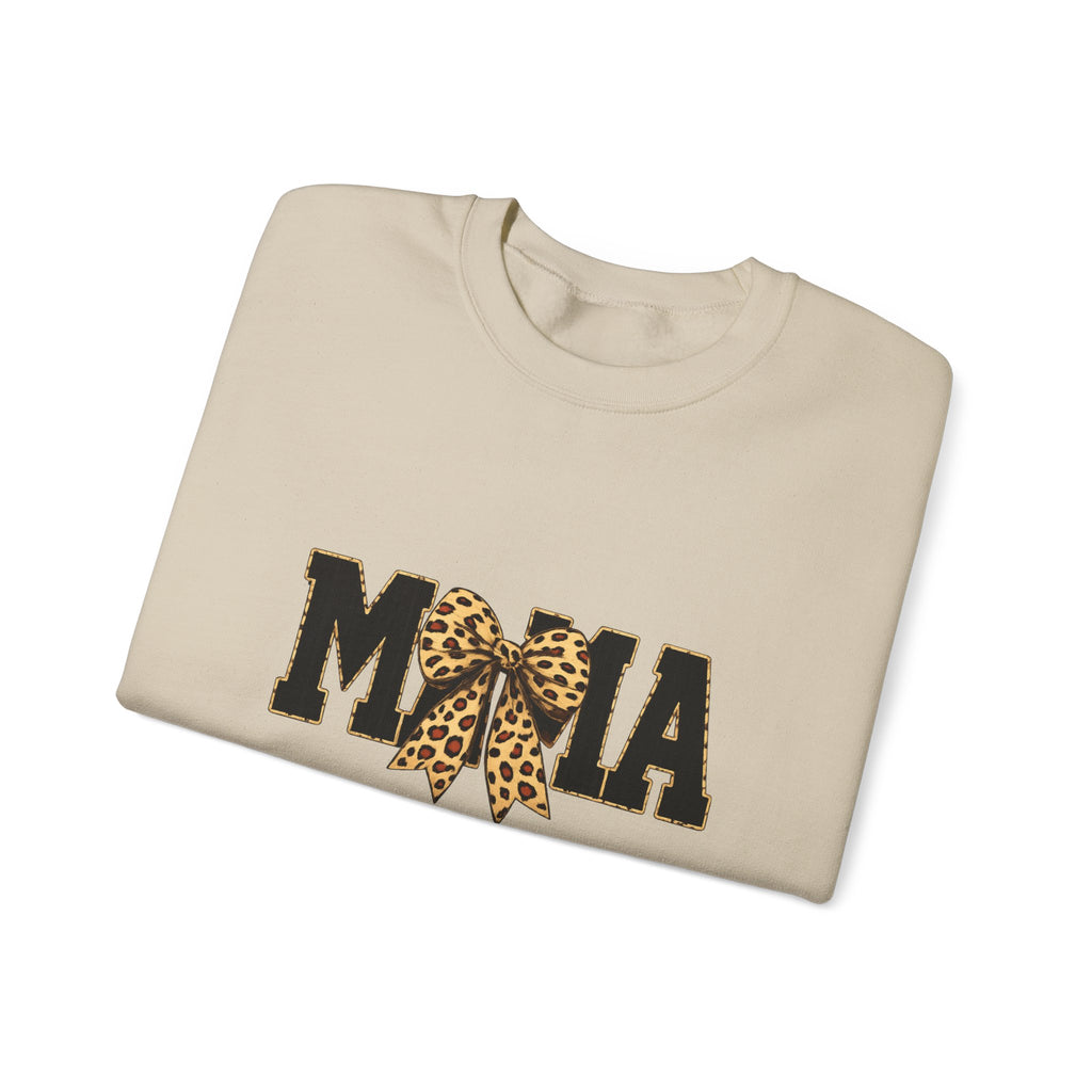 Mama Leopard Bow Crewneck Sweatshirt