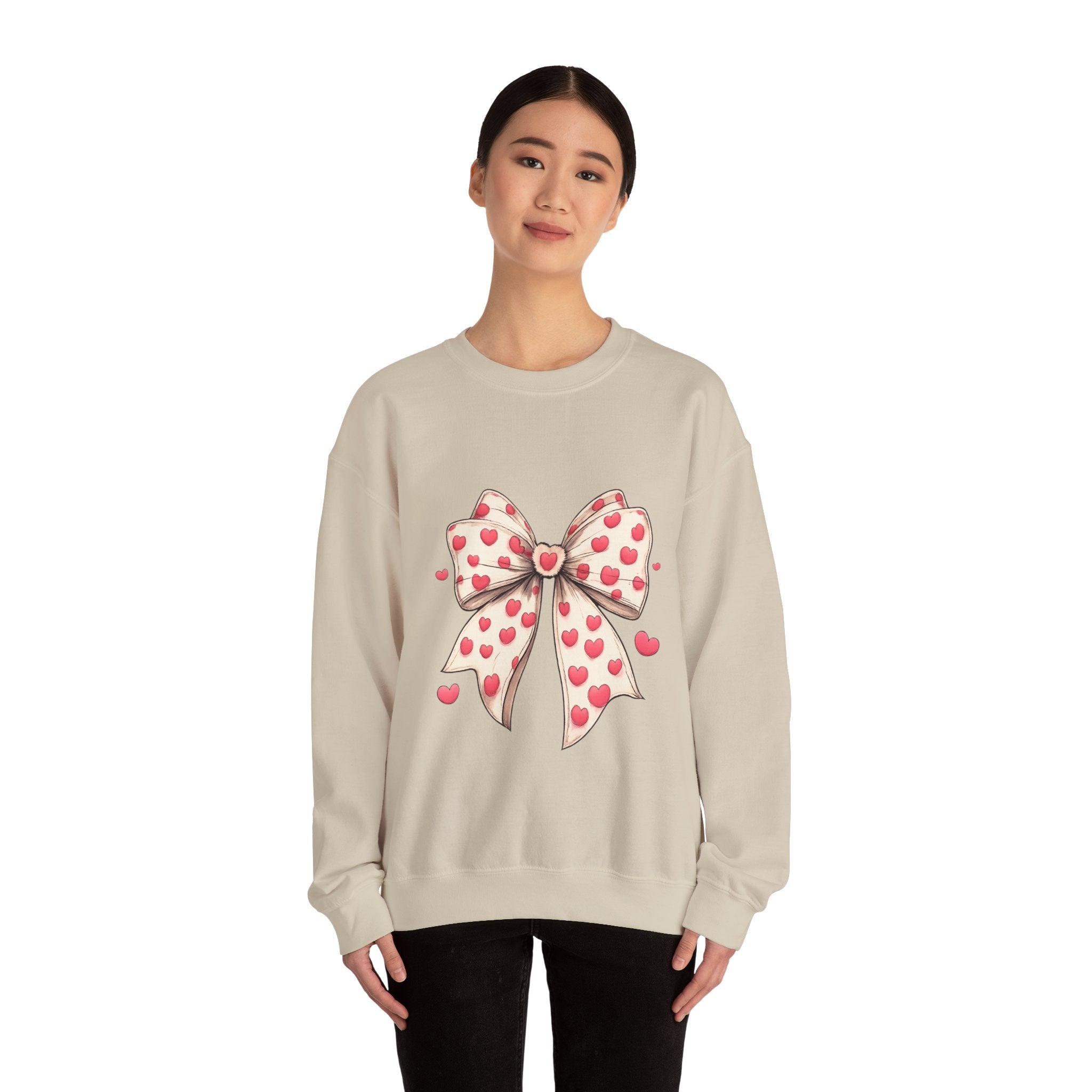 Heart Bow Crewneck Sweatshirt – Cute Valentine’s Day Pullover