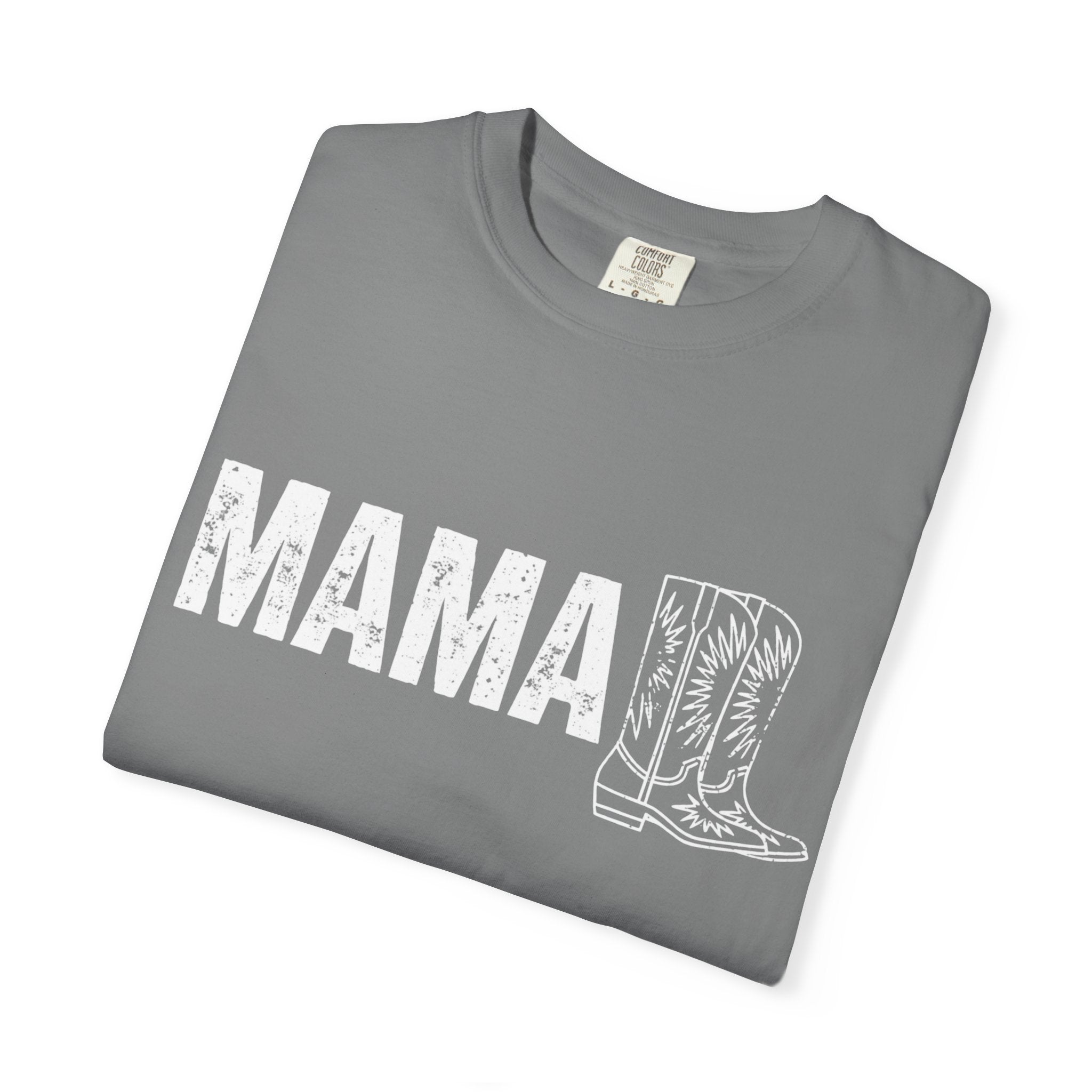 Mama Cowboy Boots T-Shirt — Rustic Western Mom Graphic Tee