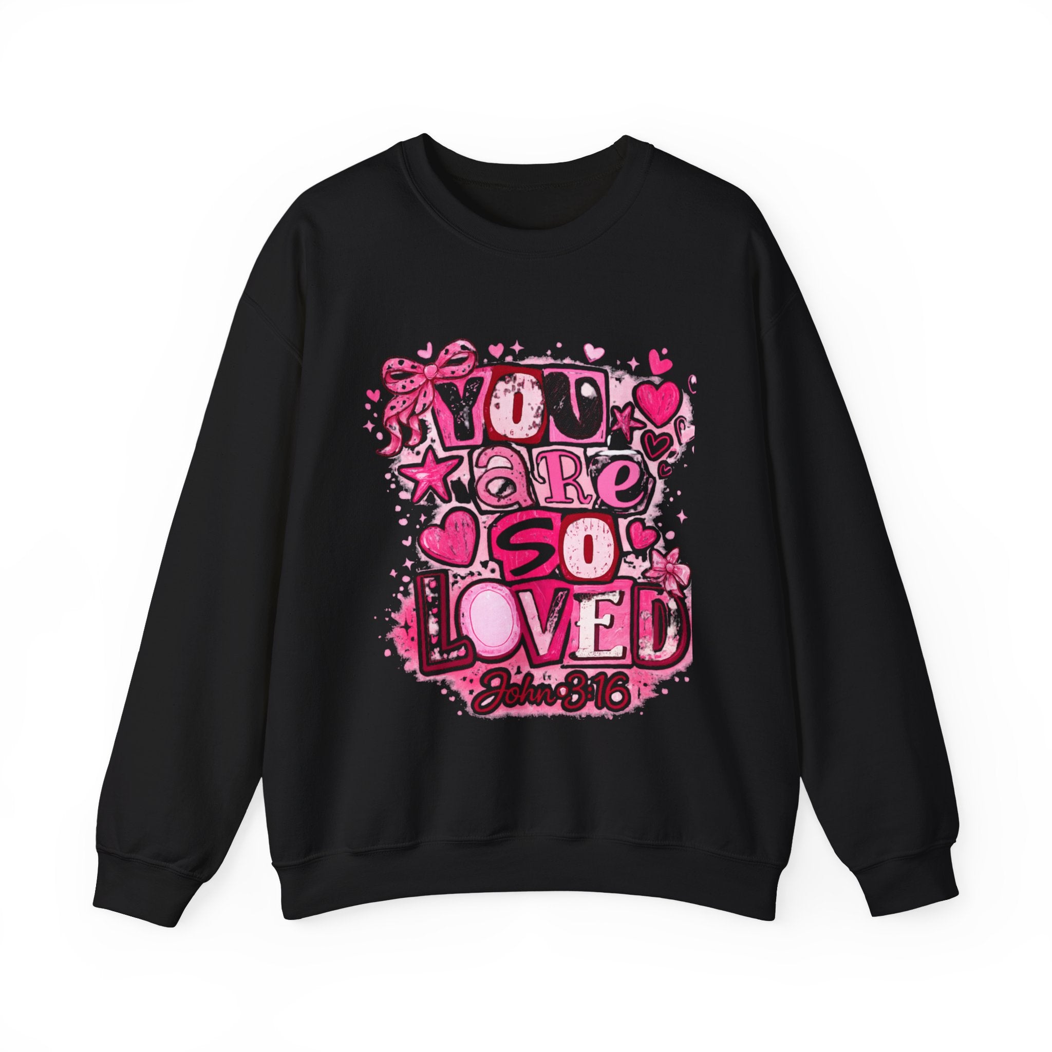 Crewneck Sweatshirt — "You Are So Loved" Christian Heart Design (John 3:16)