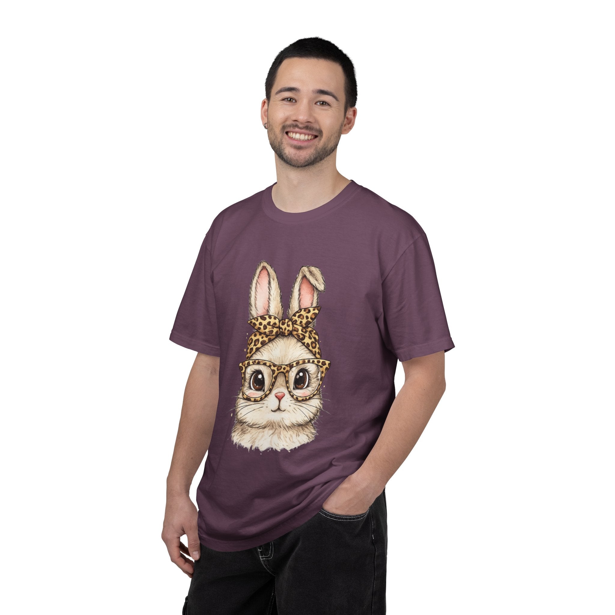 Bunny in Leopard Headband T-Shirt — Cute Vintage Rabbit Graphic Tee