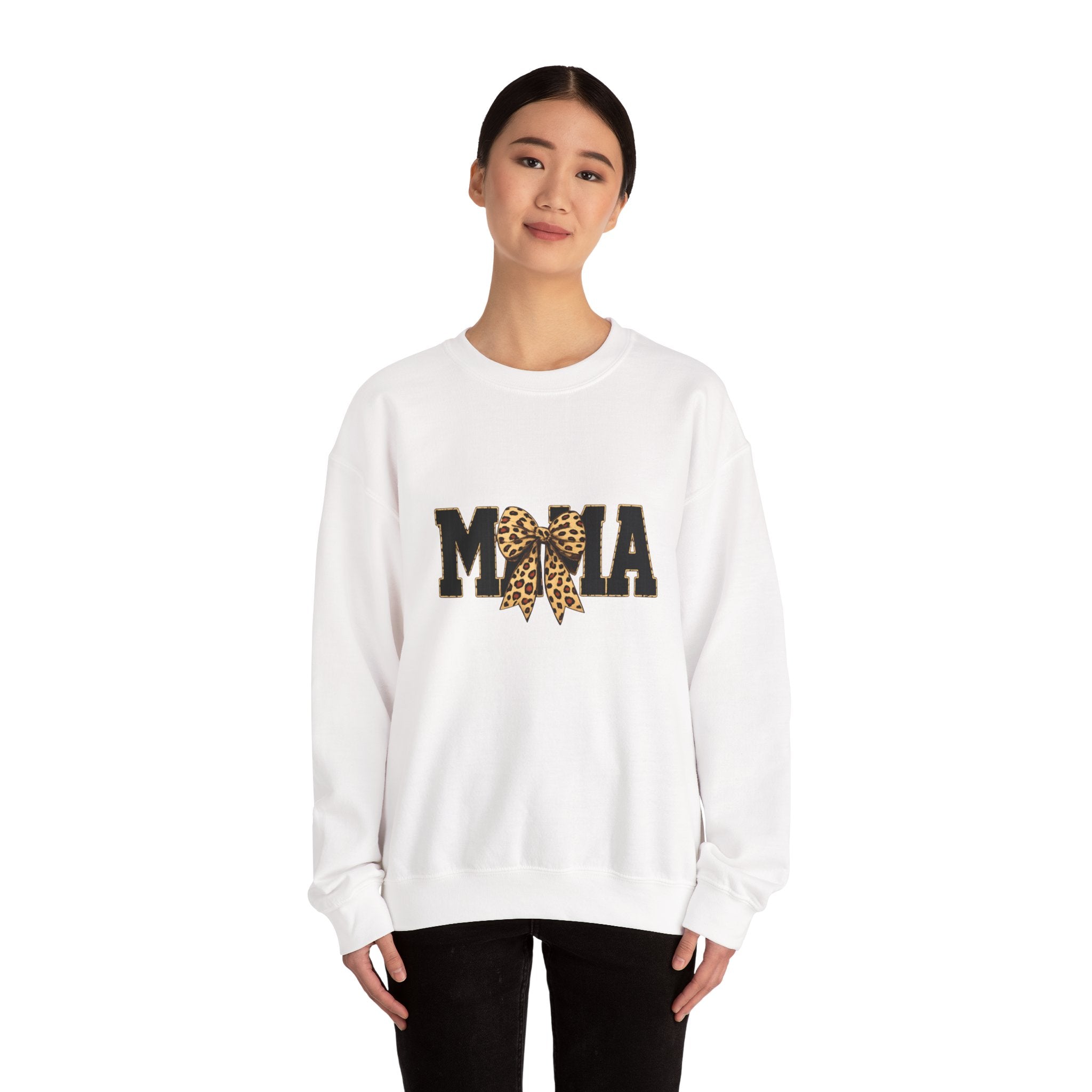 Mama Leopard Bow Crewneck Sweatshirt