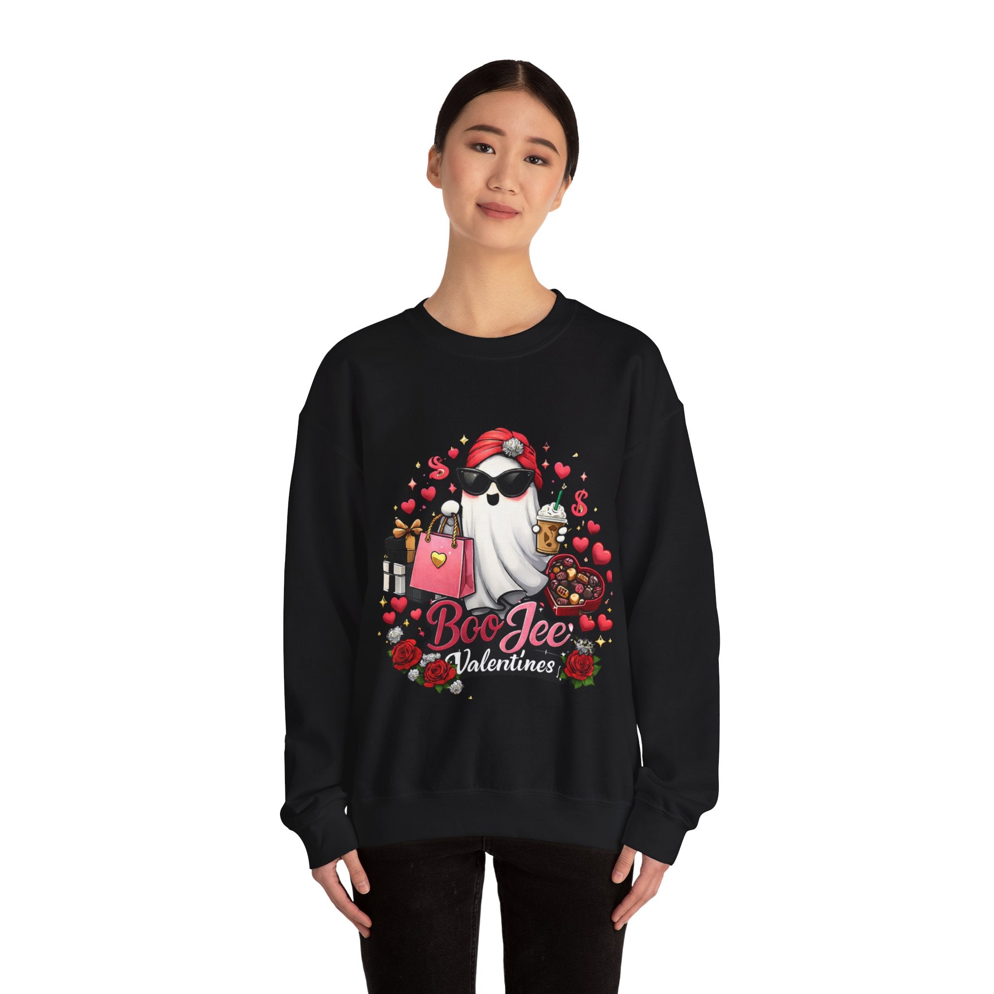 Valentine Boo Tee Sweatshirt — Cute Ghost Valentine Graphic Crewneck
