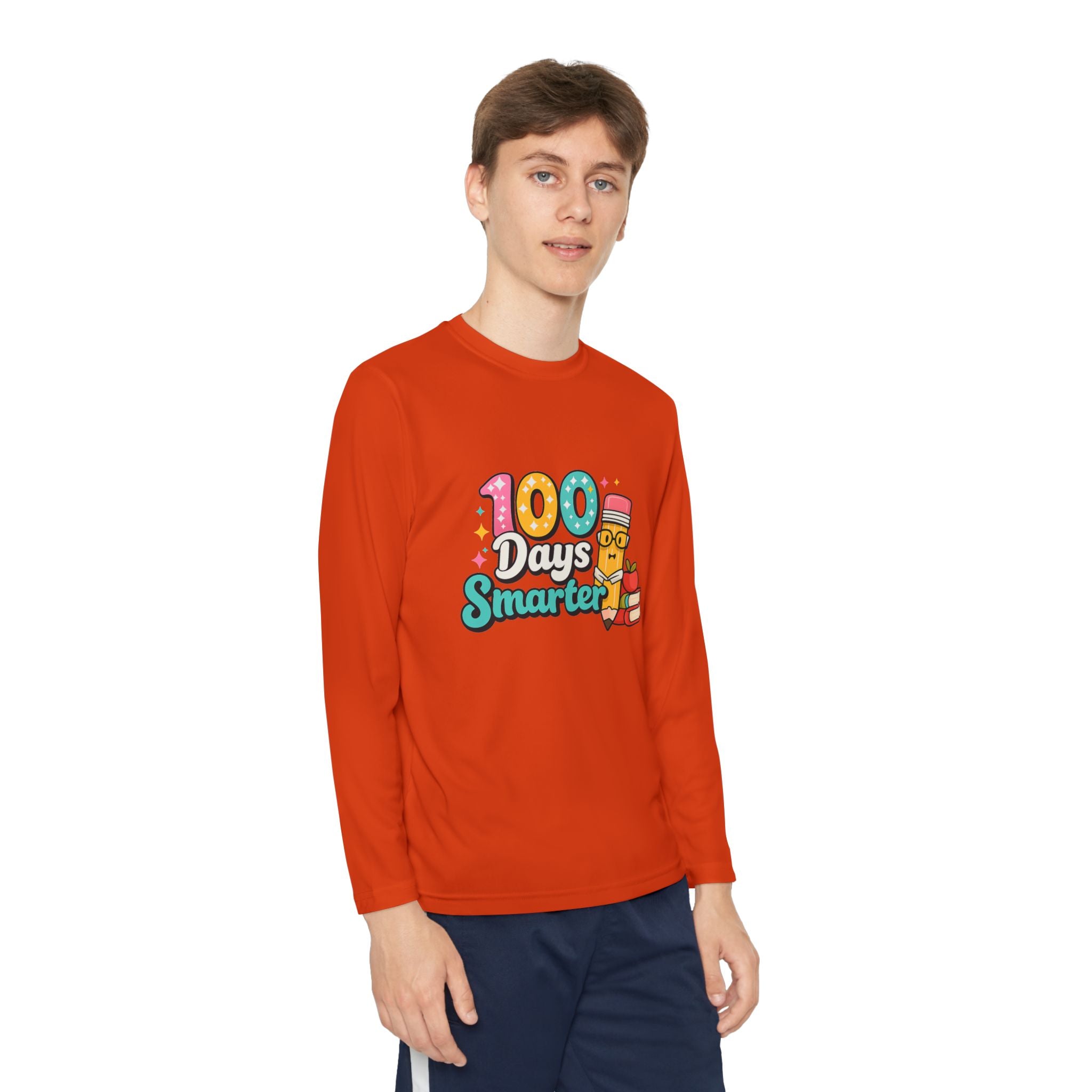Youth Long Sleeve Tee - "100 Days Smarter" School Celebration Shirt