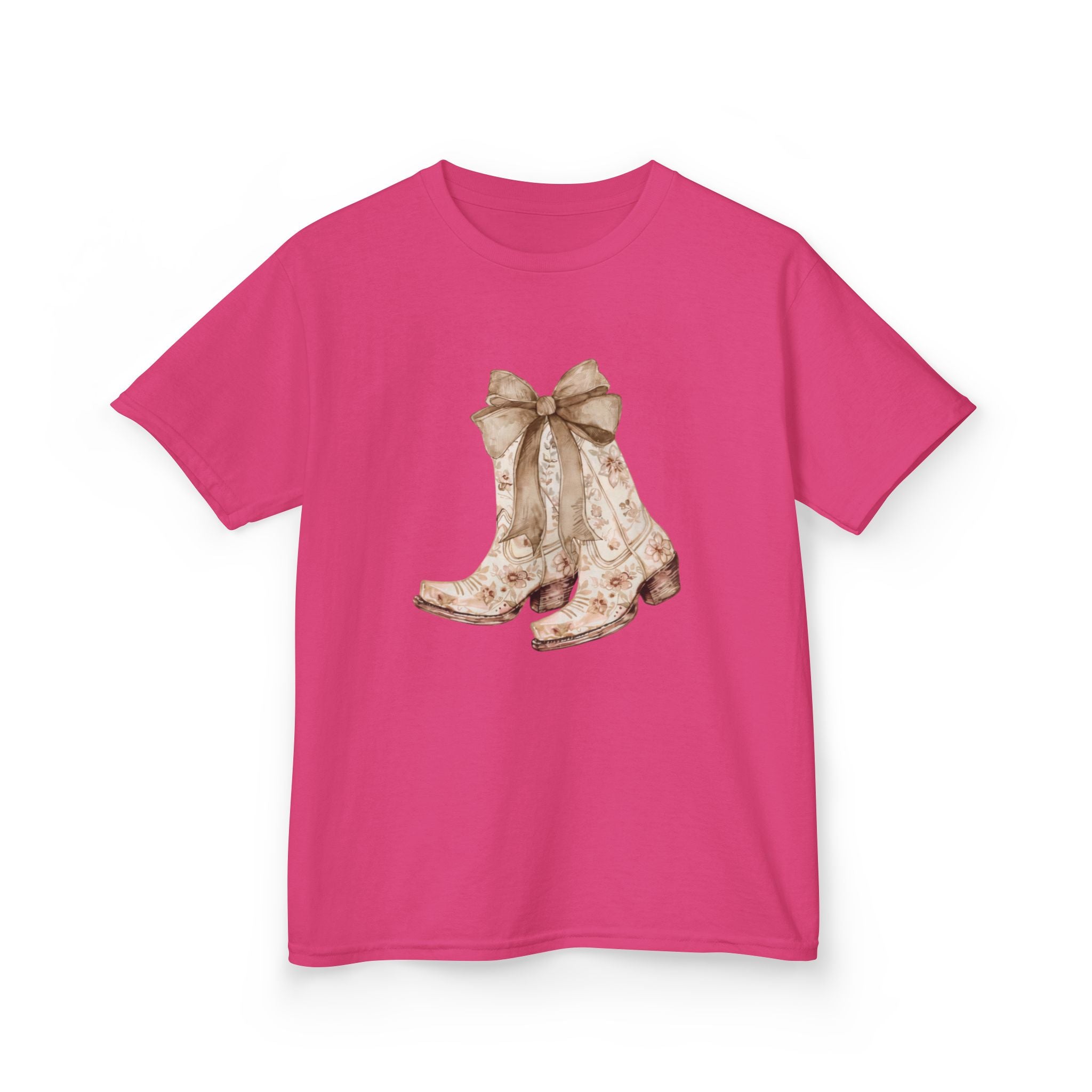 Kids Tee — Vintage Floral Cowboy Boots with Ribbon