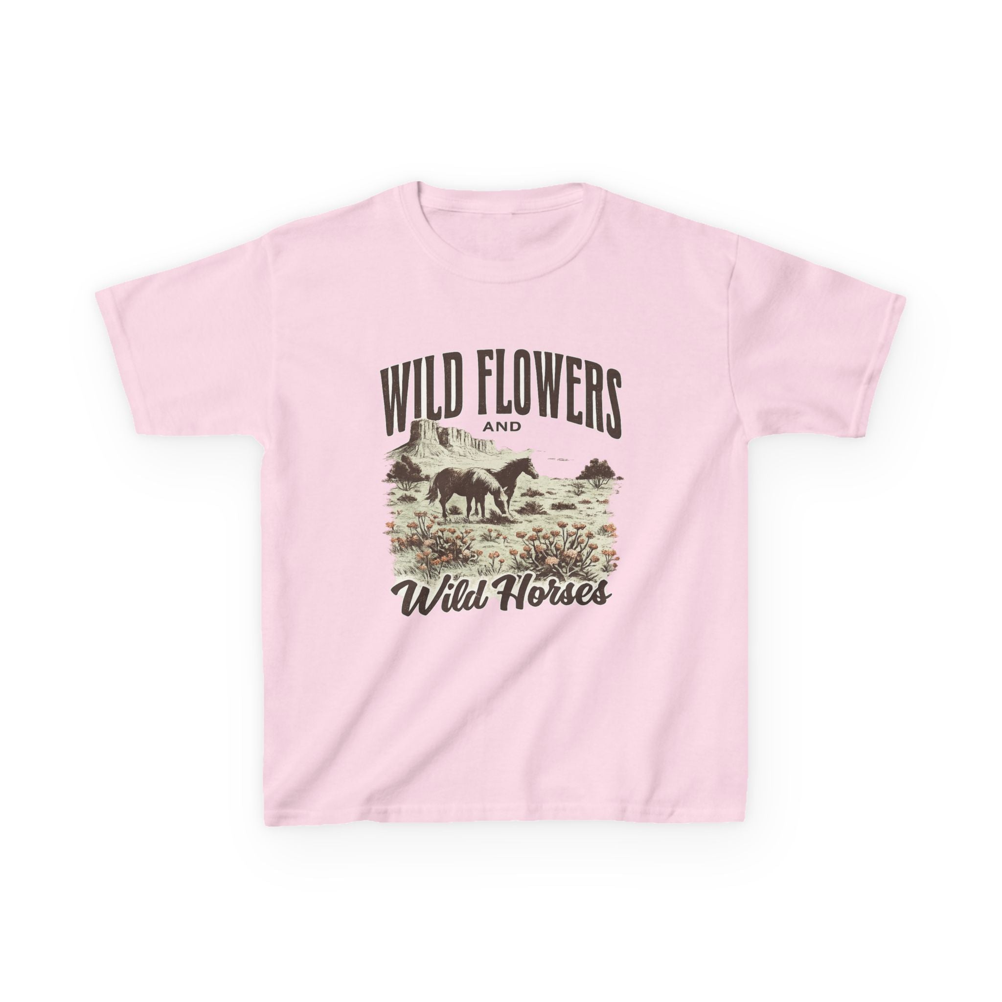 Kids T-Shirt — "Wild Flowers and Wild Horses" Rustic Western Tee