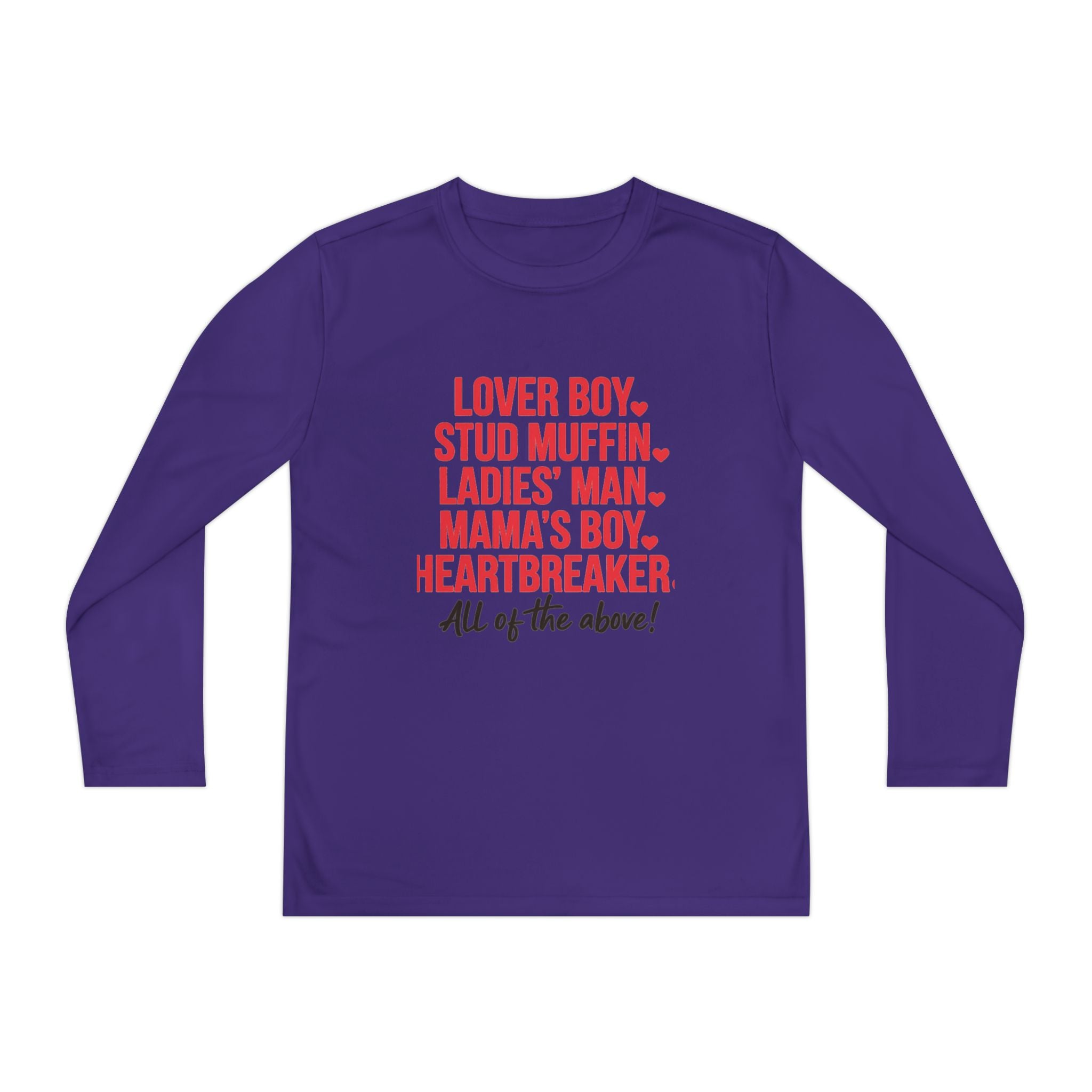 Youth Long Sleeve Tee - "Lover Boy, Stud Muffin...All of the Above!" Graphic