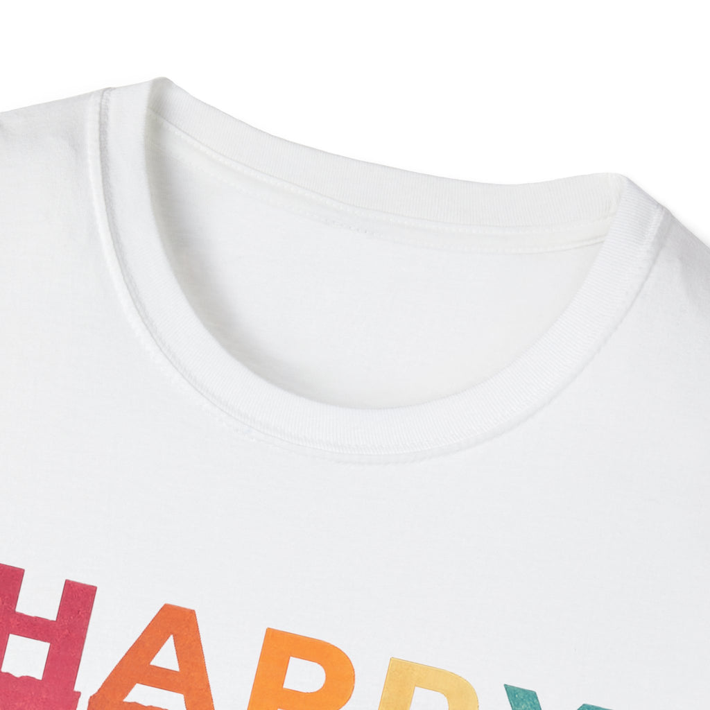 Happy Father's Day T-Shirt — Silhouette Dad with Kids Retro Stripes