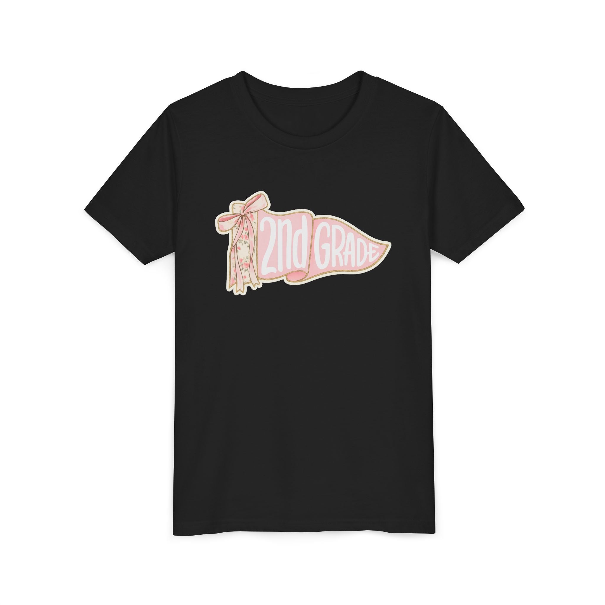 2nd Grade Pennant Kids T‑Shirt — Cute Pink Back-to-School Tee for Girls