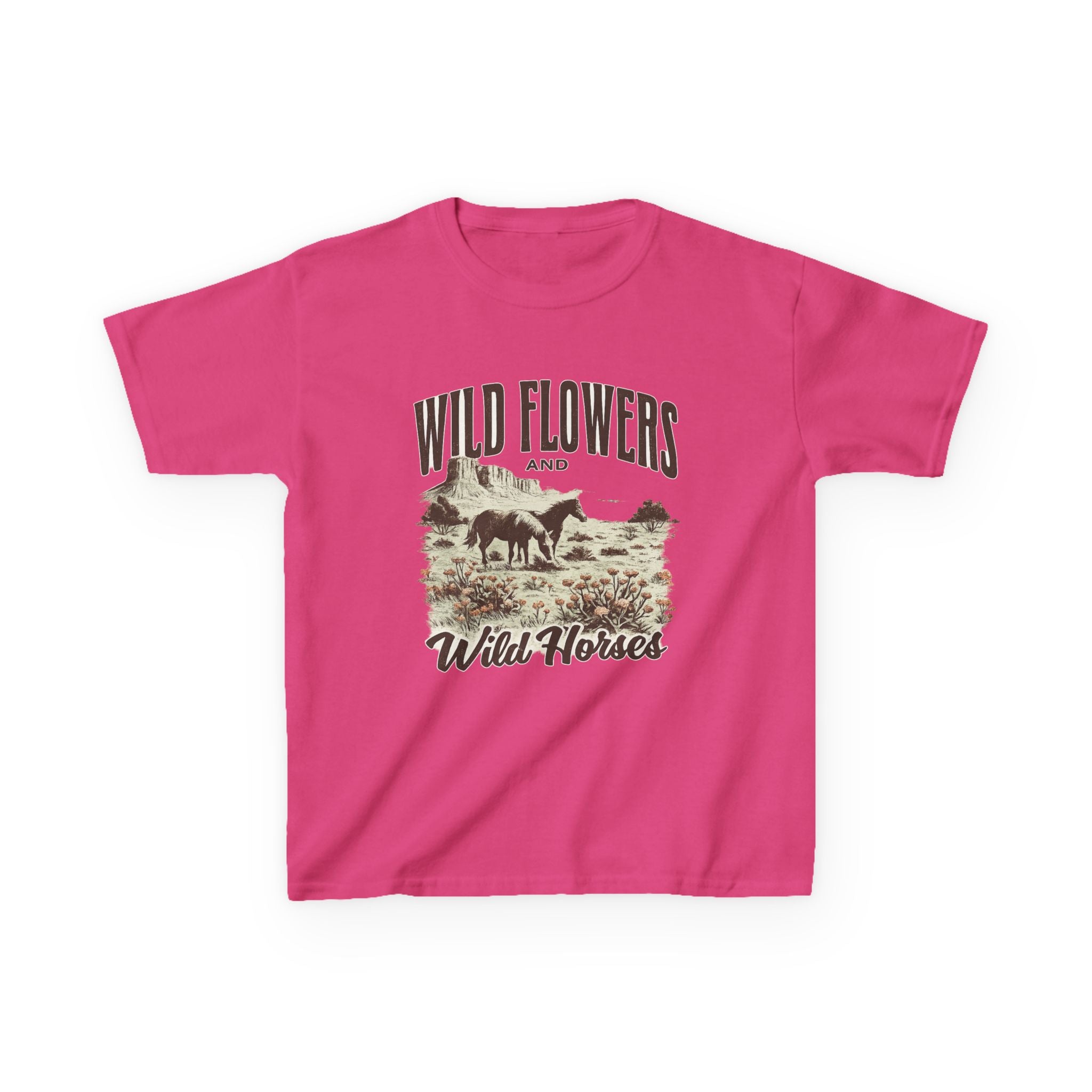 Kids T-Shirt — "Wild Flowers and Wild Horses" Rustic Western Tee