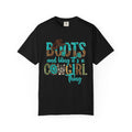 Cowgirl Boots Graphic T-Shirt — "Boots and Bling It's a Cowgirl Thing"