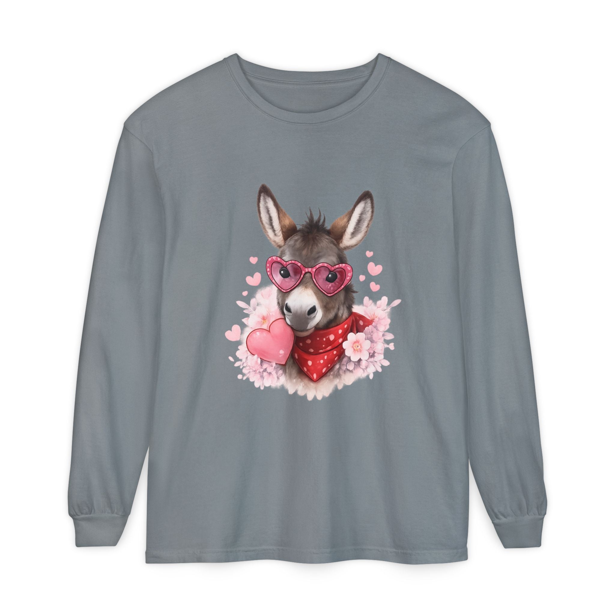 Donkey with Heart Sunglasses Long Sleeve Tee
