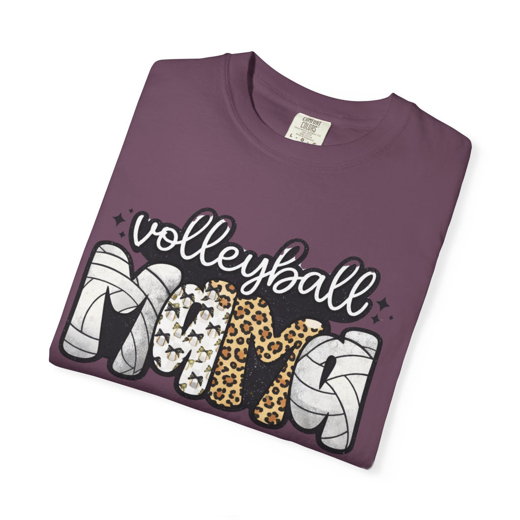 Volleyball Mom T-Shirt — Leopard & Ball Graphic Tee for Coaches & Fans