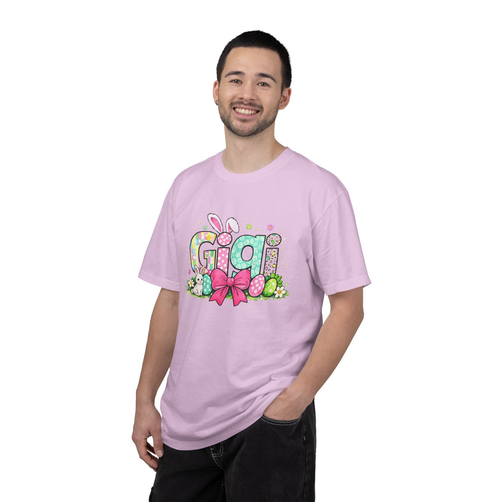 Easter Gigi T-Shirt — Pastel Bunny & Eggs Graphic Tee