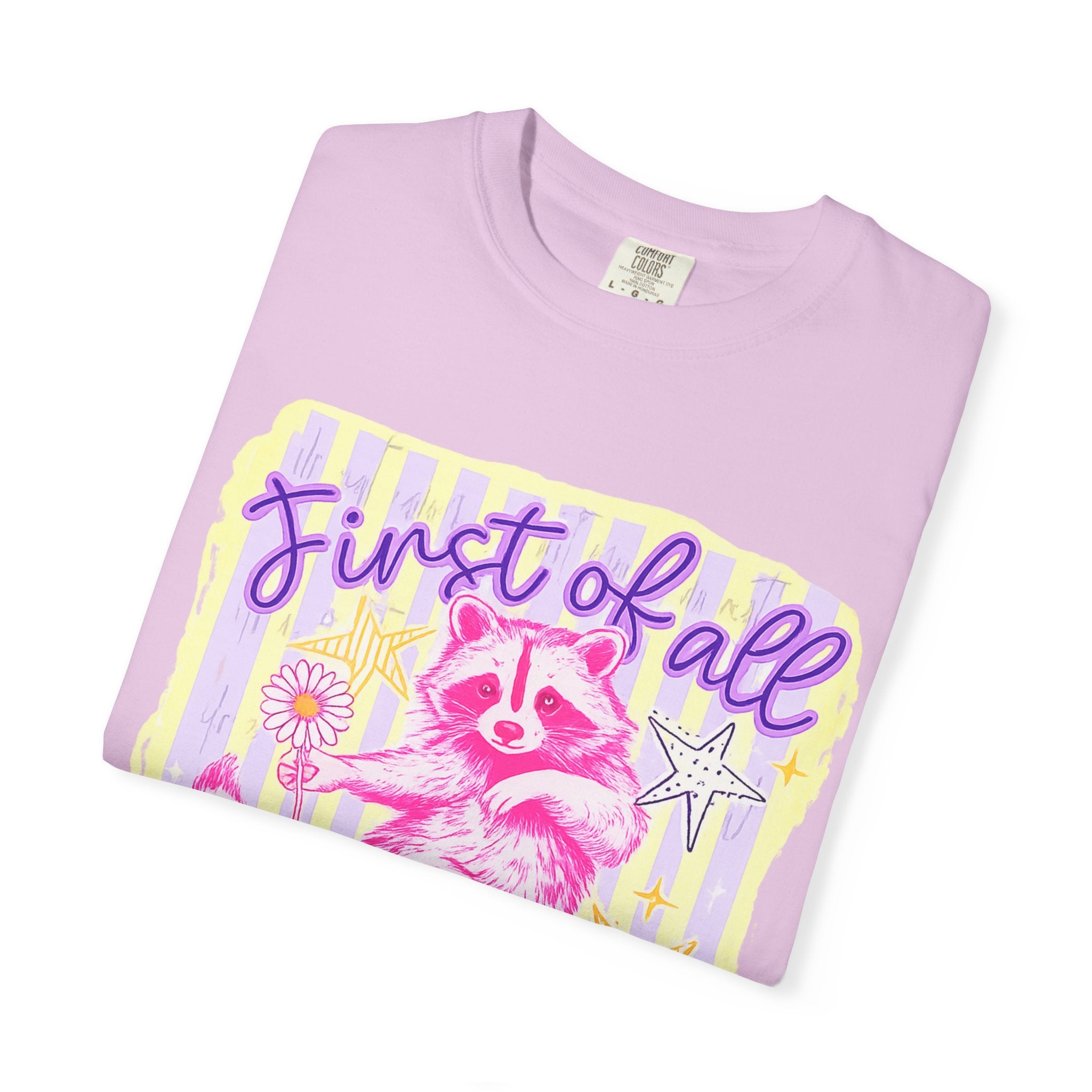 Raccoon Graphic T-Shirt — "First of All Jesus Thinks I’m a Delight" Christian Vintage Style Tee