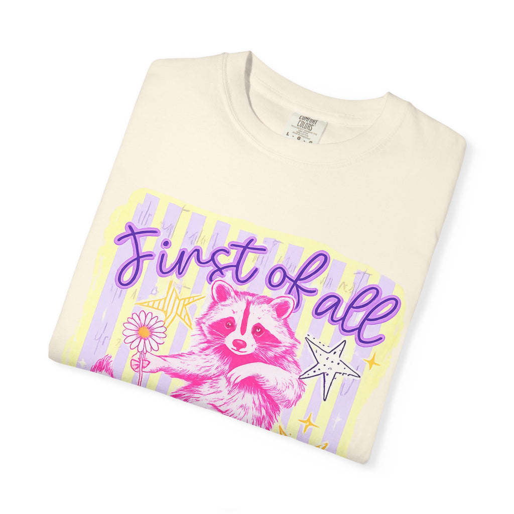 Raccoon Graphic T-Shirt — "First of All Jesus Thinks I’m a Delight" Christian Vintage Style Tee
