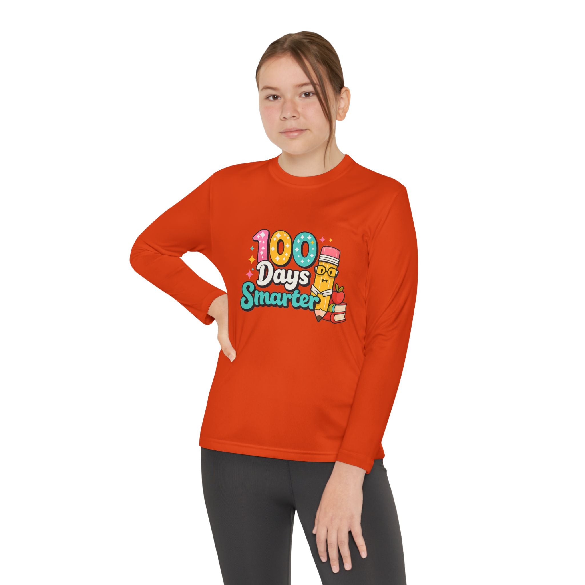 Youth Long Sleeve Tee - "100 Days Smarter" School Celebration Shirt