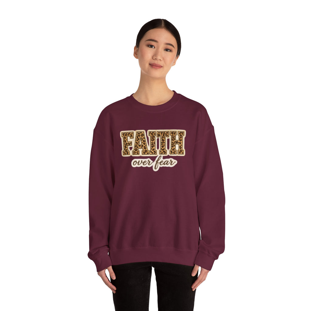Faith Over Fear Leopard Graphic Sweatshirt